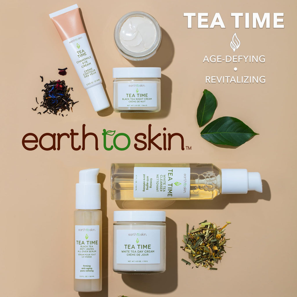 Earth To Skin Tea Time Chamomile Eye Cream – Hydrating & Soothing Eye Treatment with Vitamin E, Vitamin C & Jojoba Oil