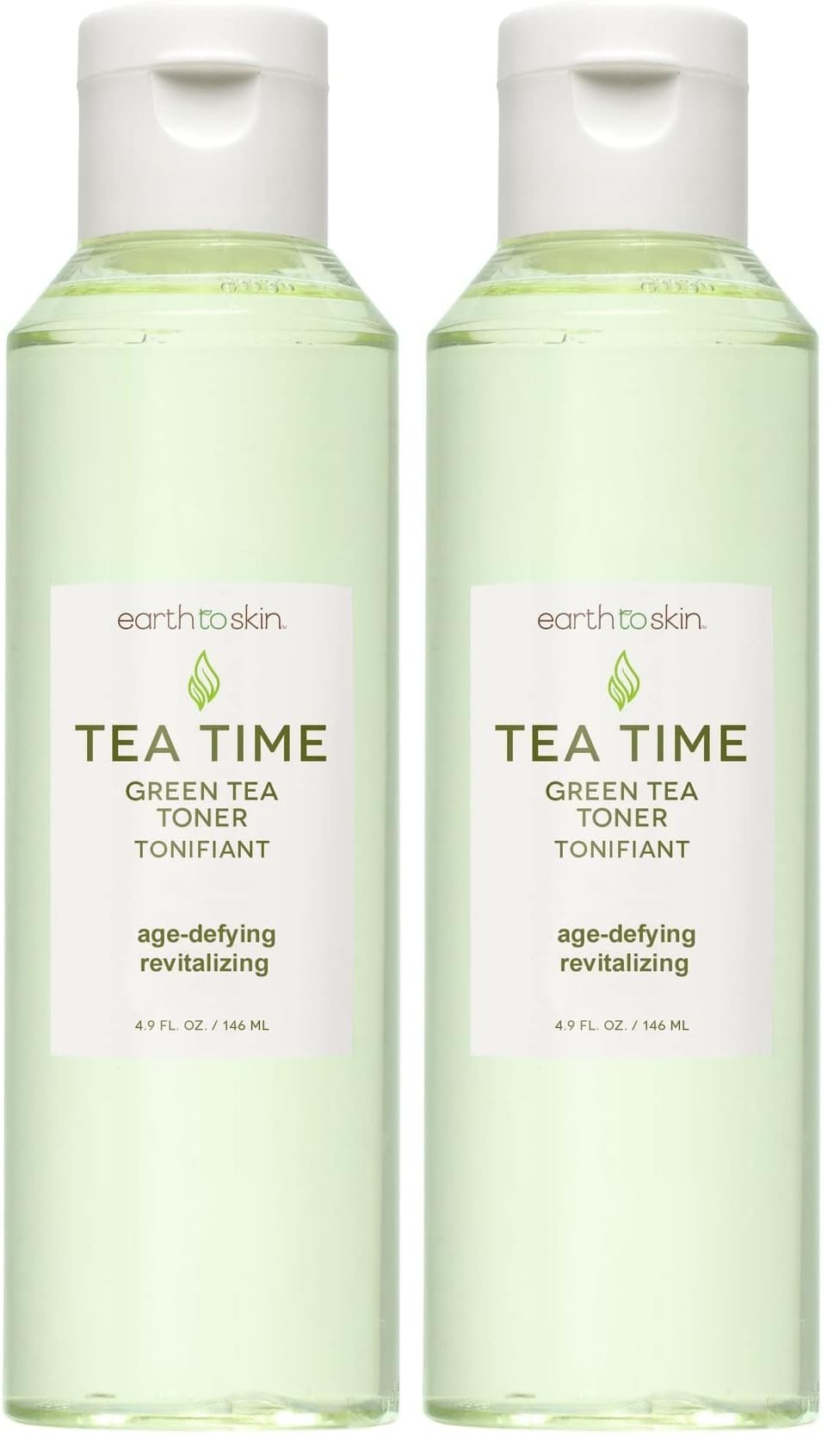 Earth To Skin Tea Time Green Tea Anti-Aging Face Toner – Purifying, Nourishing Toner for All Skin Types (Pack of 2, 4.9 fl oz each)