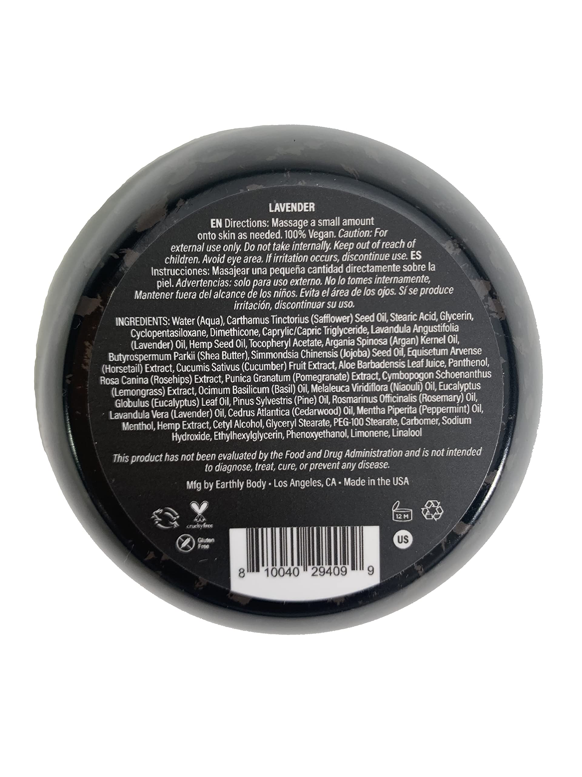 Earthly Body Premium Hemp Daily Ultimate Cream – Lightweight, Fast-Absorbing Moisturizer (Lavender) 5oz