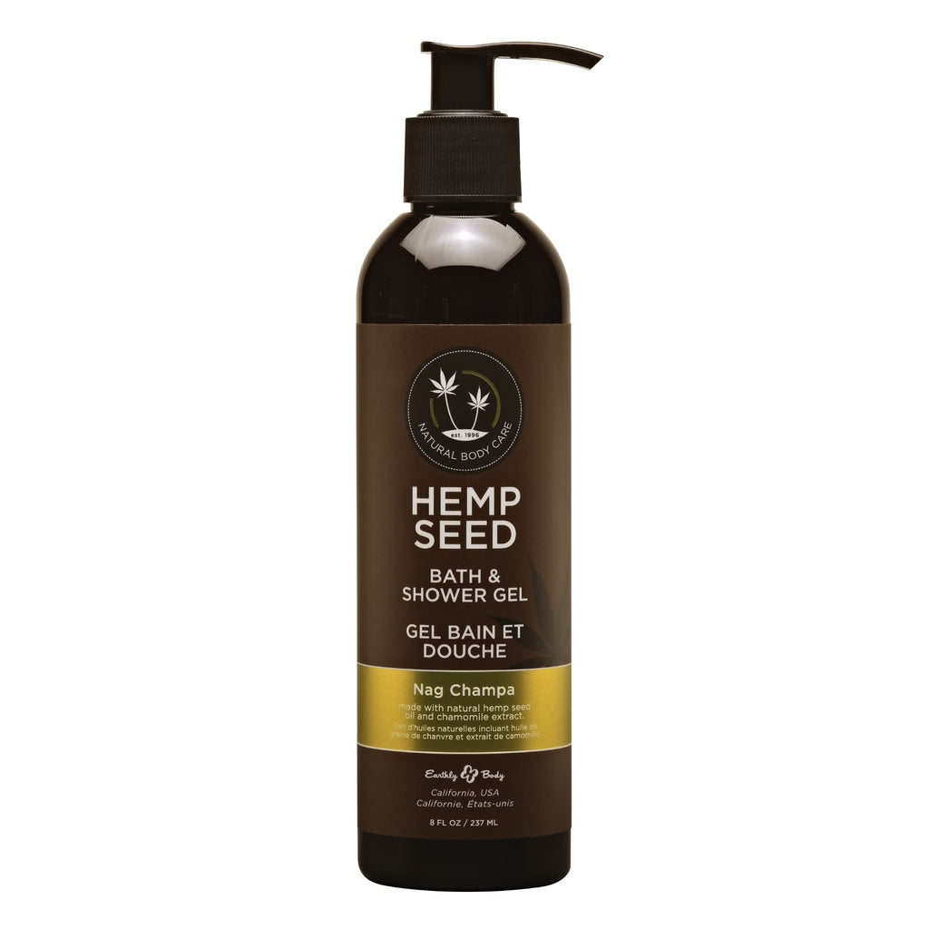 Earthly Body Hemp Seed Bath & Shower Gel – Nag Champa, 8 oz | Nourishing, Non-Greasy, Vegan