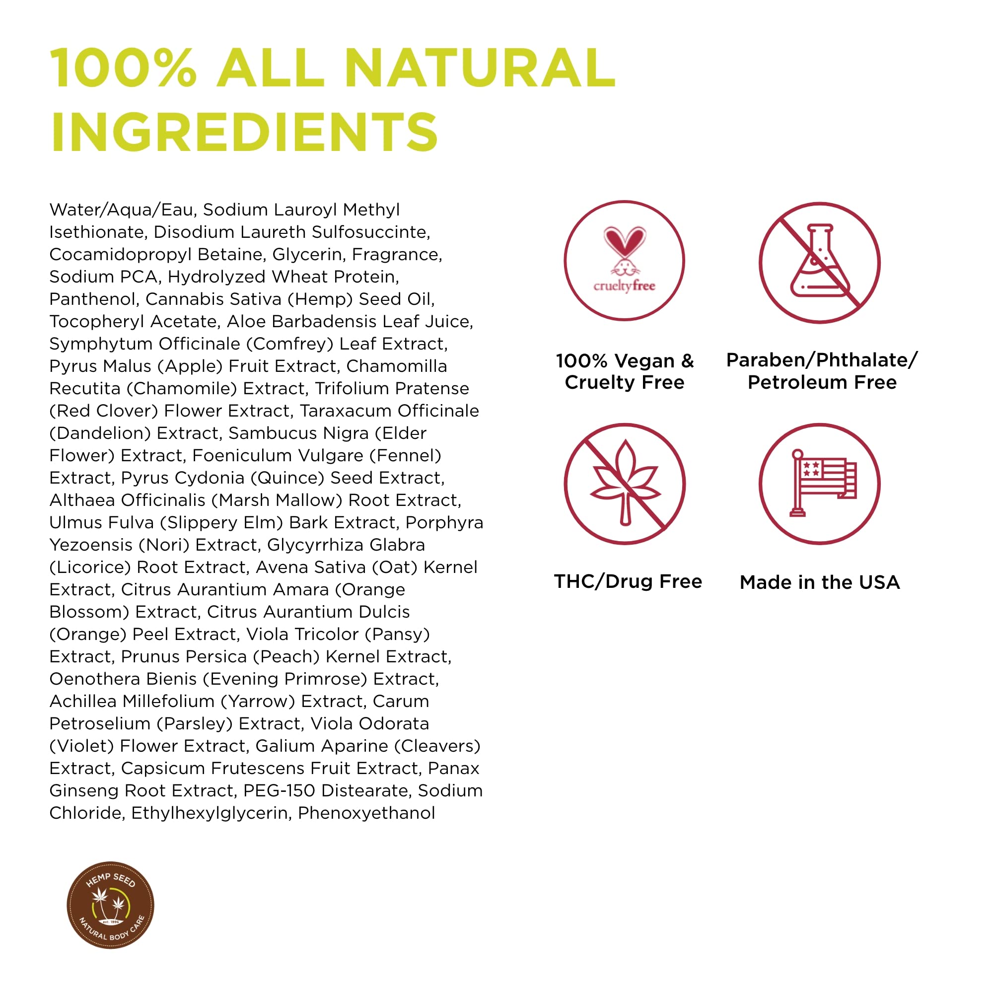 Earthly Body Hemp Seed Bath & Shower Gel – Nag Champa, 8 oz | Nourishing, Non-Greasy, Vegan