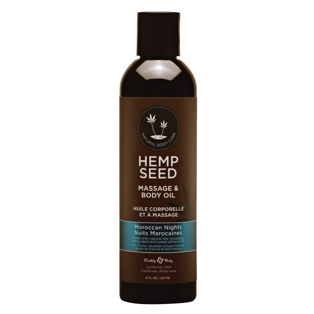 Earthly Body Hemp Seed Massage & Body Oil – Moroccan Nights, 8 oz