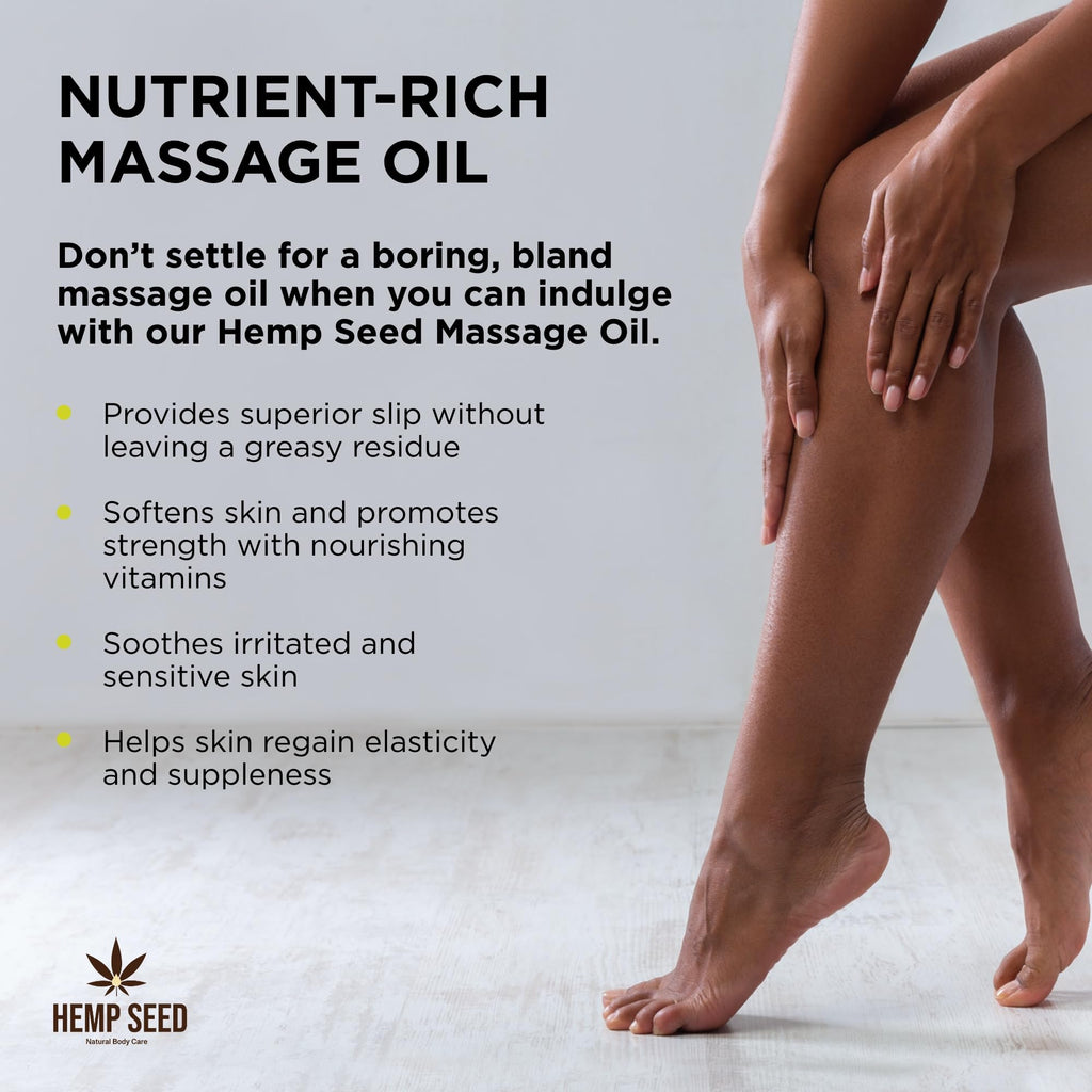 Earthly Body Hemp Seed Massage & Body Oil | Beach Daze Scent, 8 oz – Nourishing, Moisturizing, Vegan
