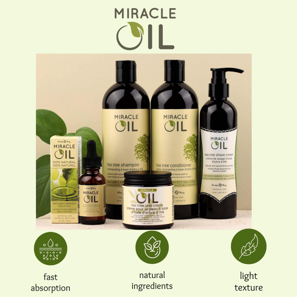 Earthly Body Miracle Oil 3-Pack – 100% Natural Tea Tree & Hemp Seed Oils