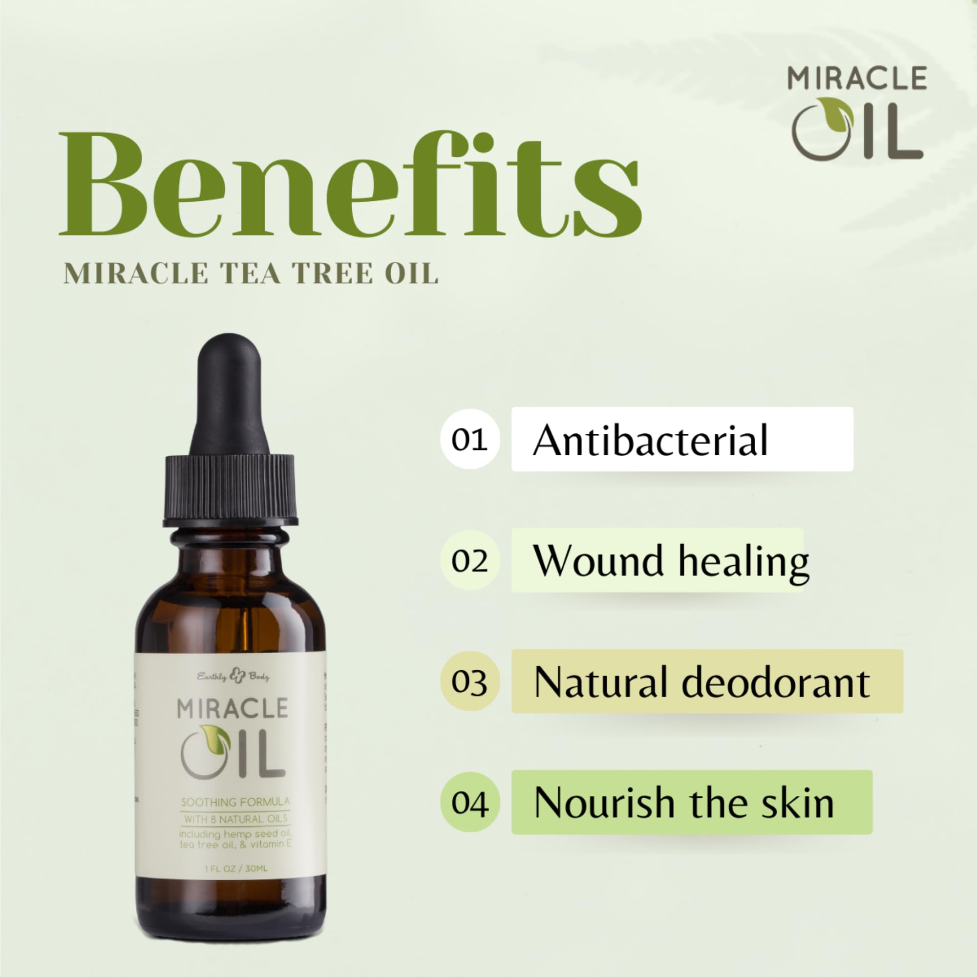 Earthly Body Miracle Oil 3-Pack – 100% Natural Tea Tree & Hemp Seed Oils