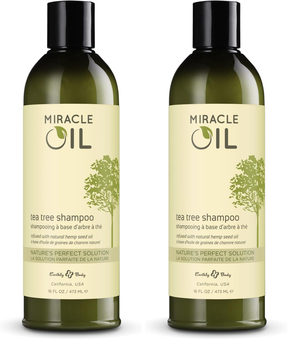 Earthly Body Miracle Oil Tea Tree Shampoo – 16 Fl Oz (Pack of 2)