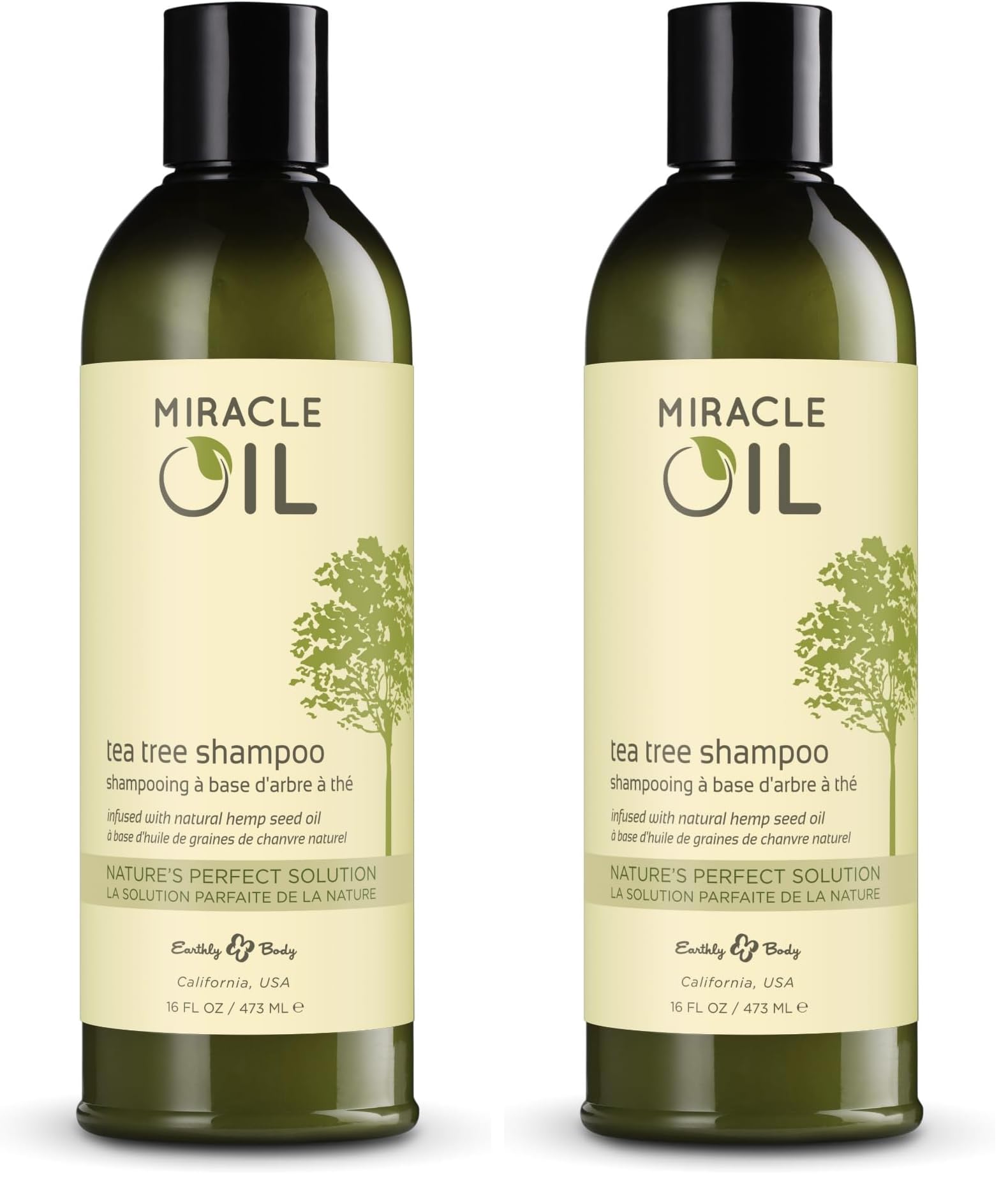 Earthly Body Miracle Oil Tea Tree Shampoo – 16 Fl Oz (Pack of 2)