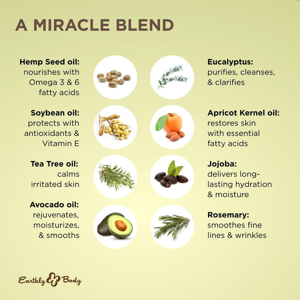 Earthly Body Miracle Oil 3-Pack – 100% Natural Tea Tree & Hemp Seed Oils