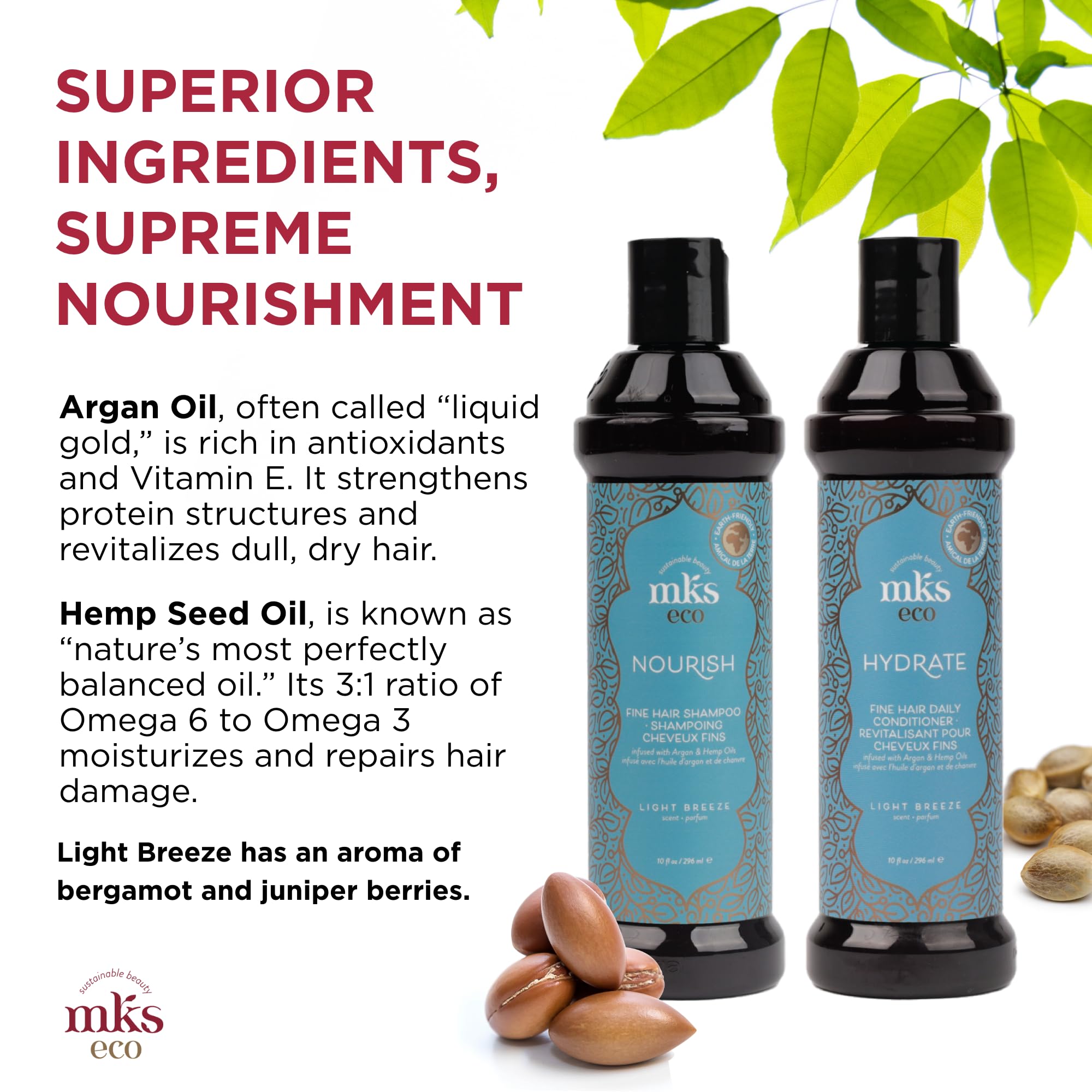 Earthly Body MKS Eco Nourish Shampoo for Fine Hair + Hydrate Conditioner for Fine Hair — Light Breeze
