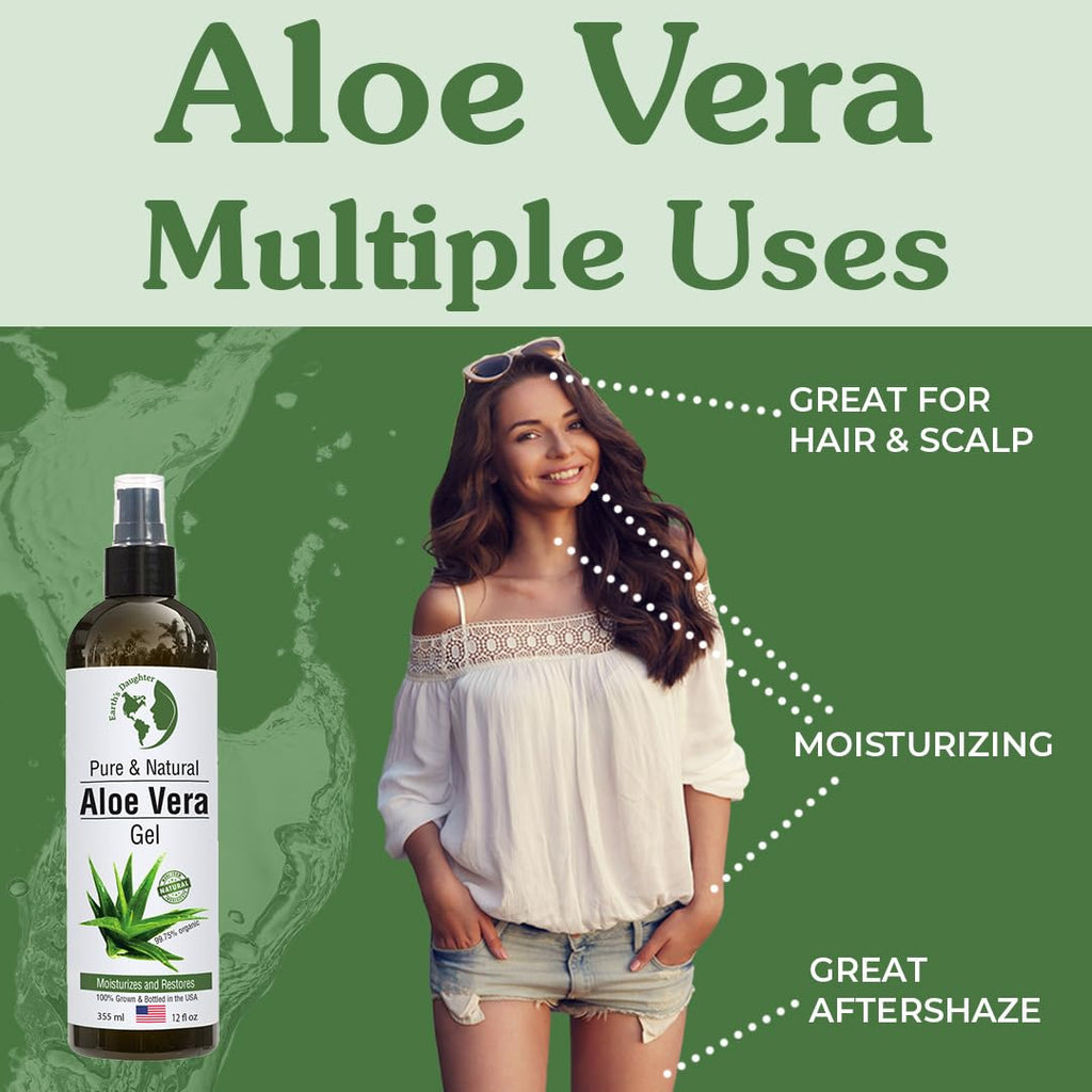 Earth's Daughter Organic Aloe Vera Gel – 100% Pure, Cold-Pressed Aloe, 12 oz