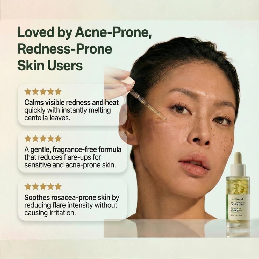 EARTHWARD Centella Serum 494,700 ppm – Unscented Ampoule for Sensitive & Acne-Prone Skin (2x60ml)