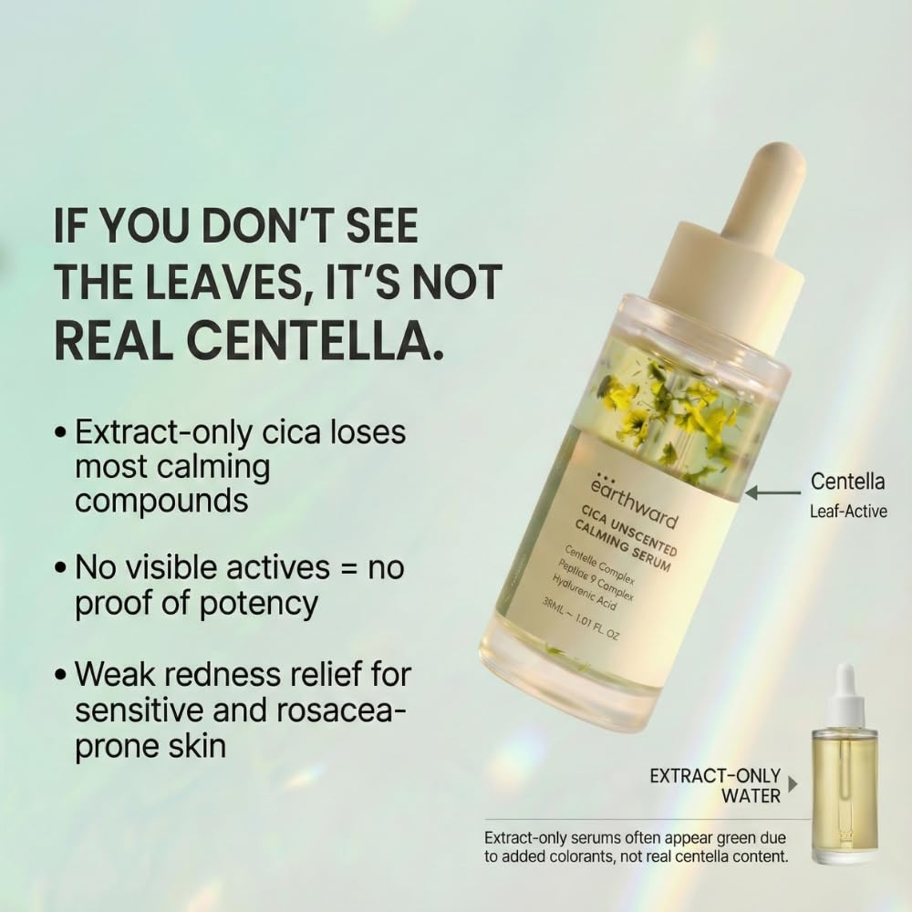 EARTHWARD Centella Serum 494,700 ppm – Unscented Ampoule for Sensitive & Acne-Prone Skin (2x60ml)