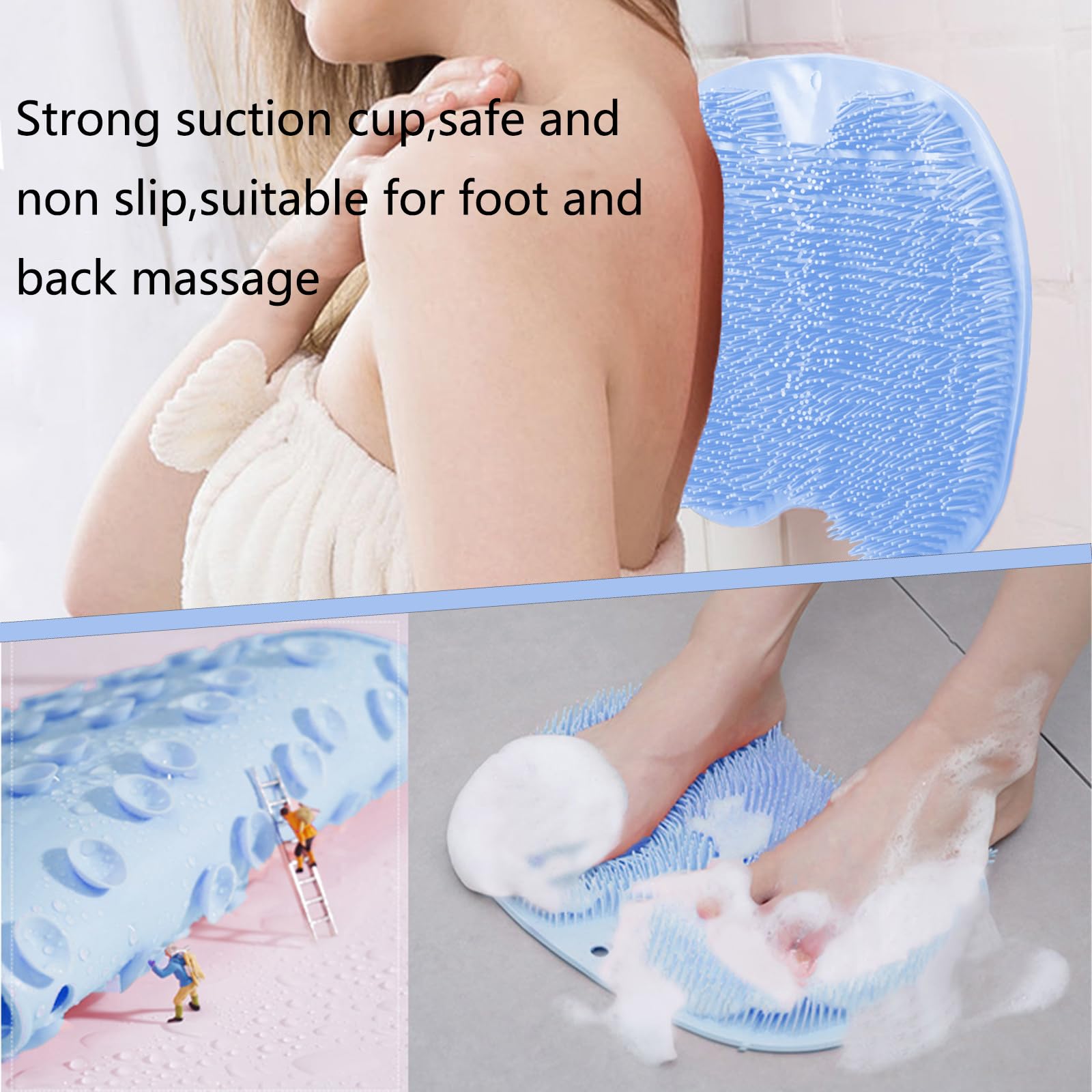 Easkite Shower Foot and Back Scrubber Mat – Wall Mounted Silicone Foot Massager (2pcs)