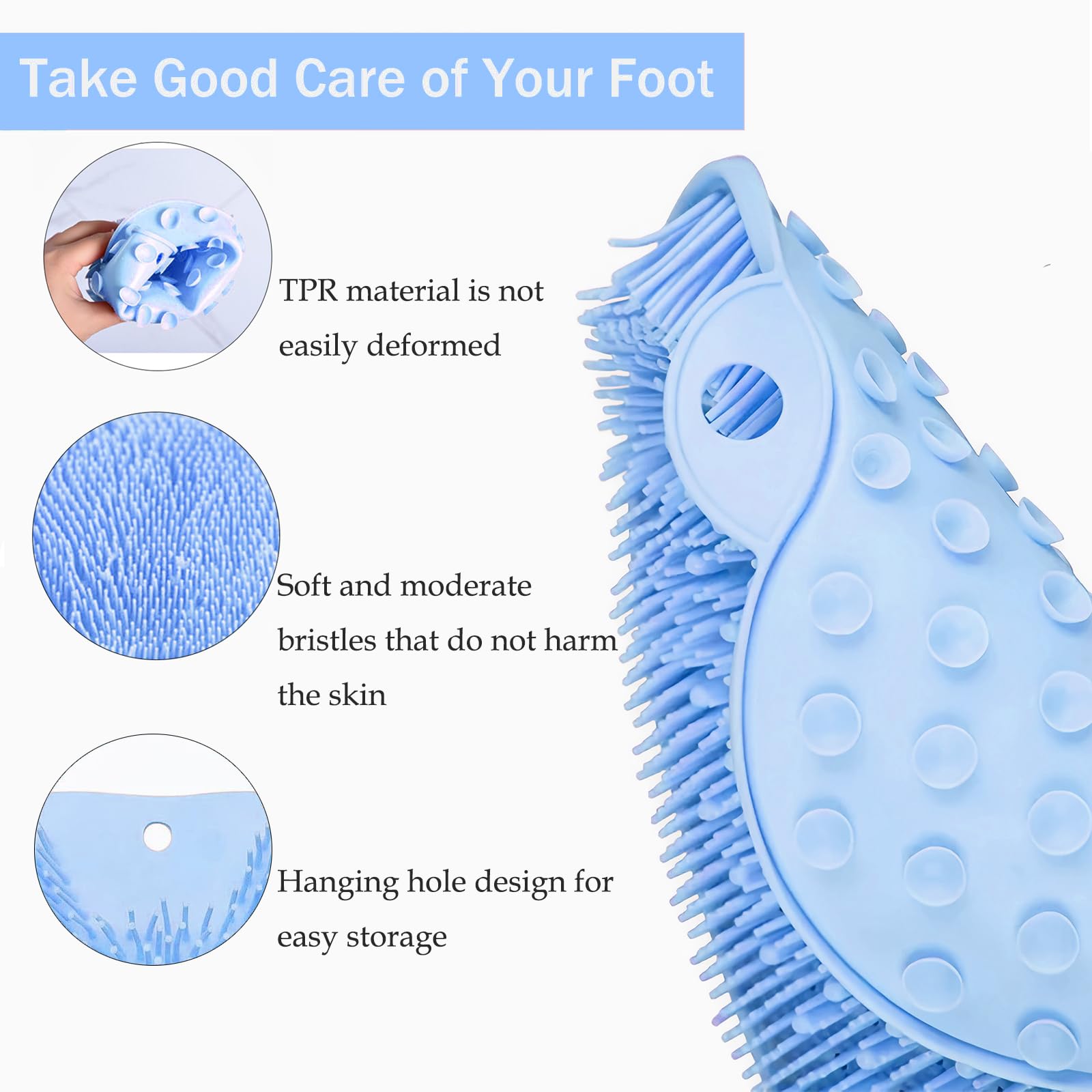 Easkite Shower Foot and Back Scrubber Mat – Wall Mounted Silicone Foot Massager (2pcs)