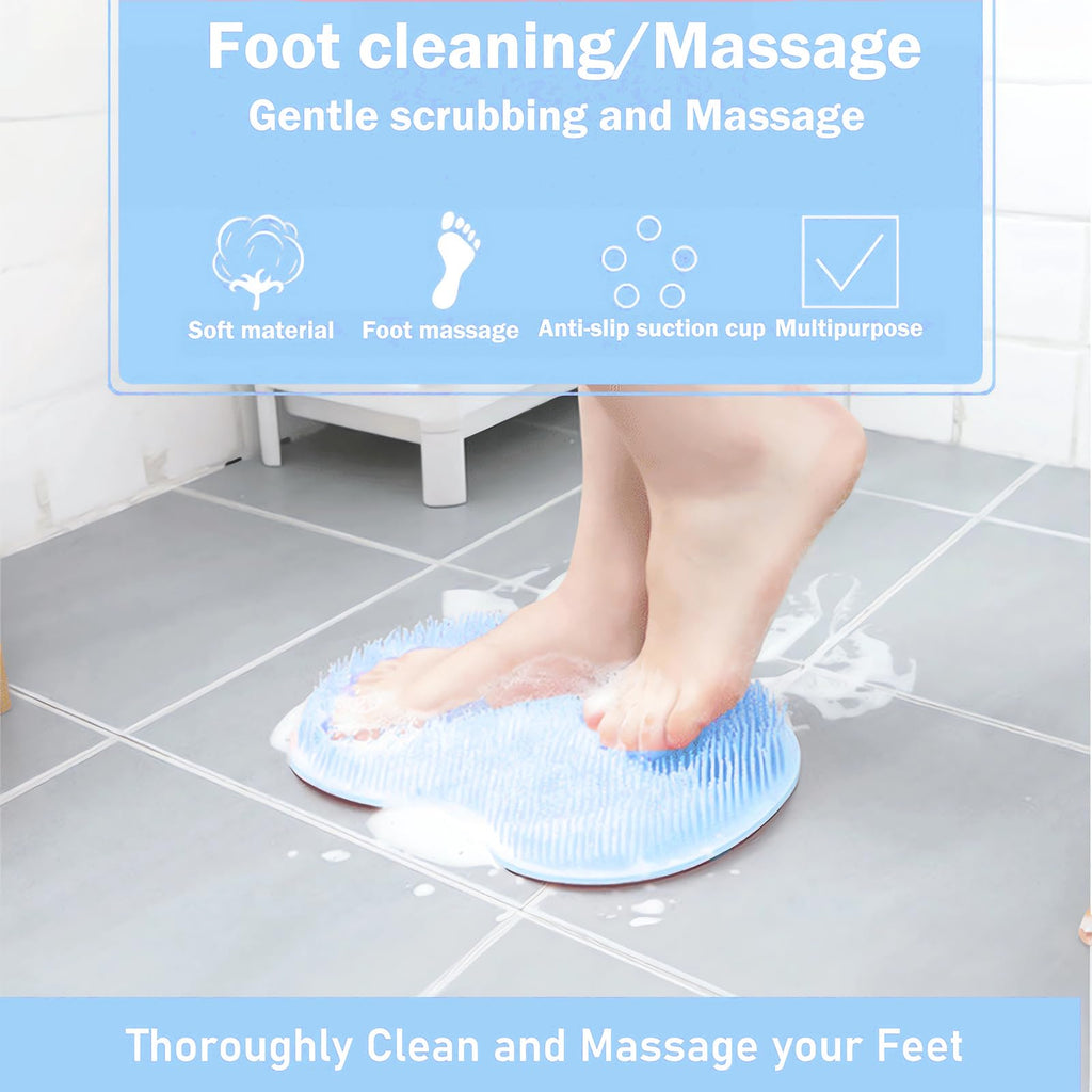Easkite Shower Foot and Back Scrubber Mat – Wall Mounted Silicone Foot Massager (2pcs)