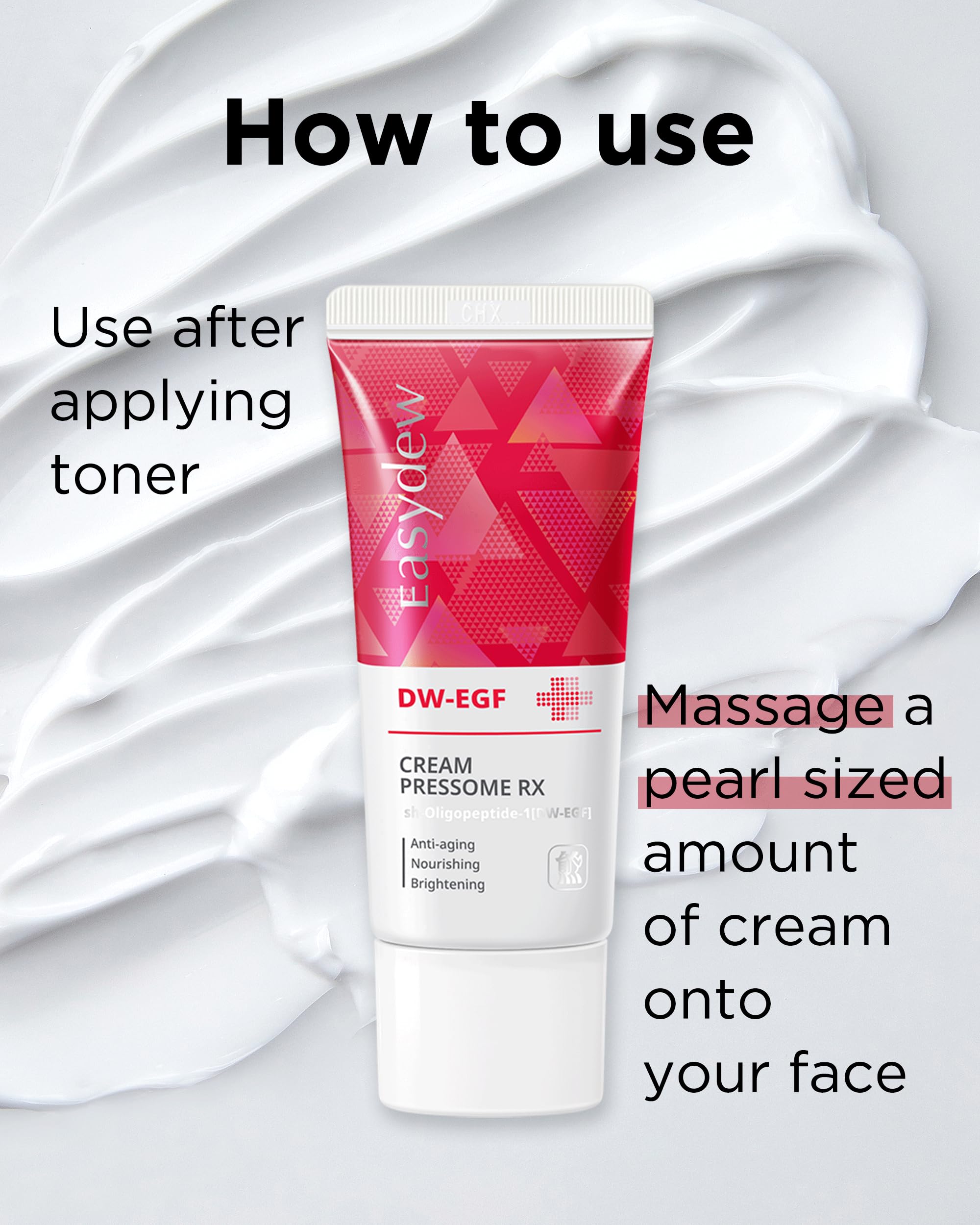 EASYDEW DW-EGF Pressome RX Cream – Korean Anti-Aging Moisturizer for Firmness & Elasticity (3 x 1.01 oz)