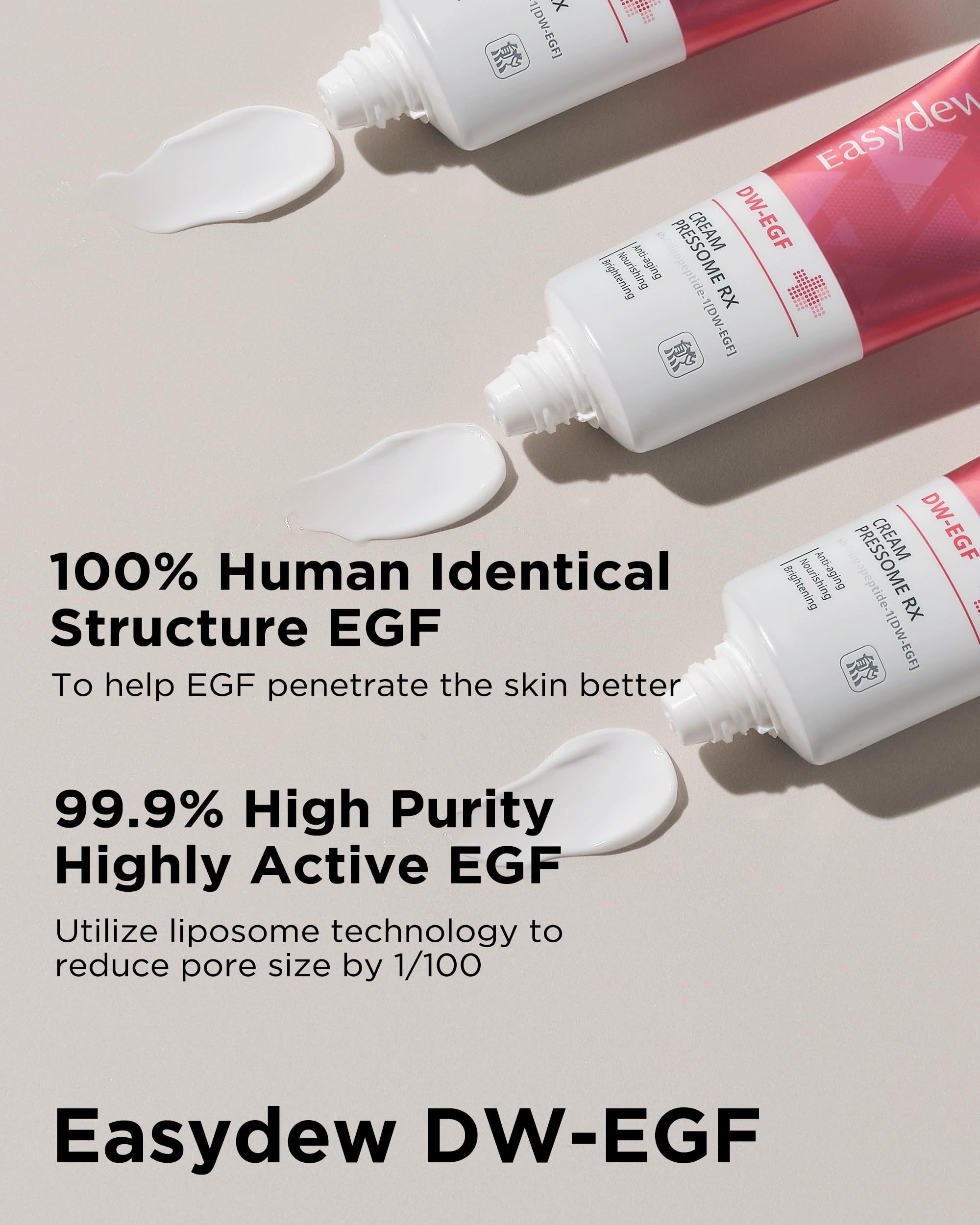 EASYDEW DW-EGF Pressome RX Cream – Korean Anti-Aging Moisturizer for Firmness & Elasticity (3 x 1.01 oz)