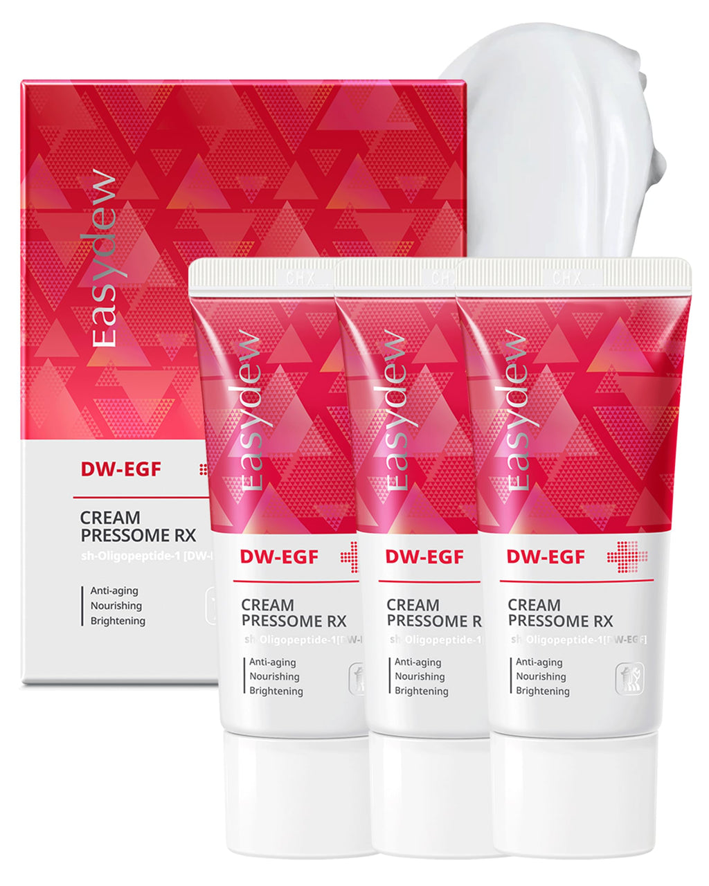 EASYDEW DW-EGF Pressome RX Cream – Korean Anti-Aging Moisturizer for Firmness & Elasticity (3 x 1.01 oz)