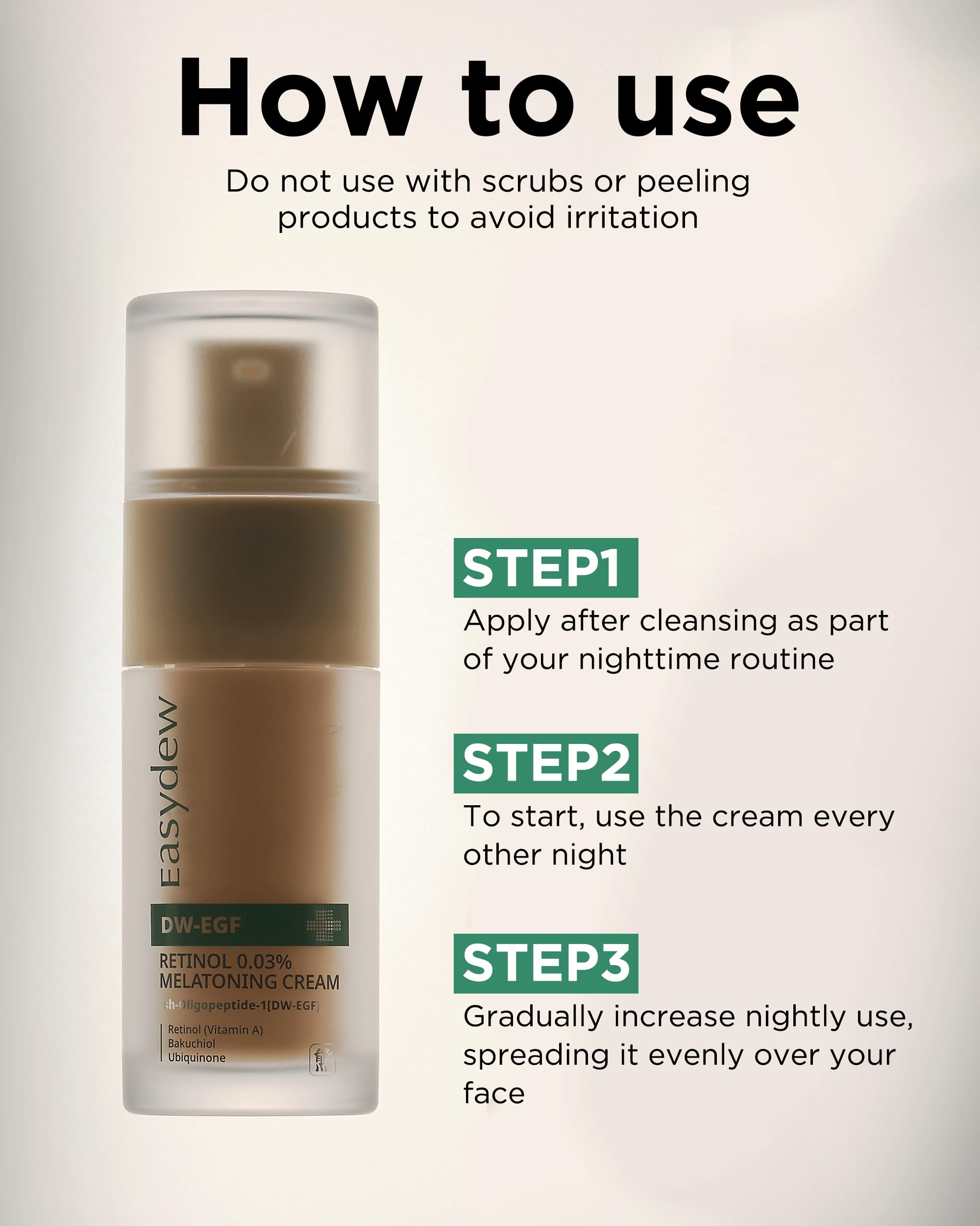 EASYDEW DW-EGF Retinol 0.03% Cream – Beginner Night Cream for Hypoallergenic Skin