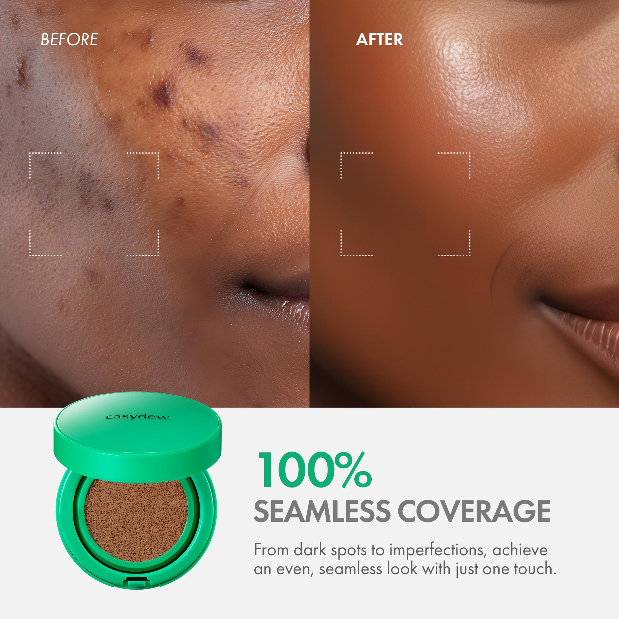 Easydew Mela B Toning Ampoule Cushion – 2-in-1 Skincare & Makeup (#33 Almond) 0.45 oz