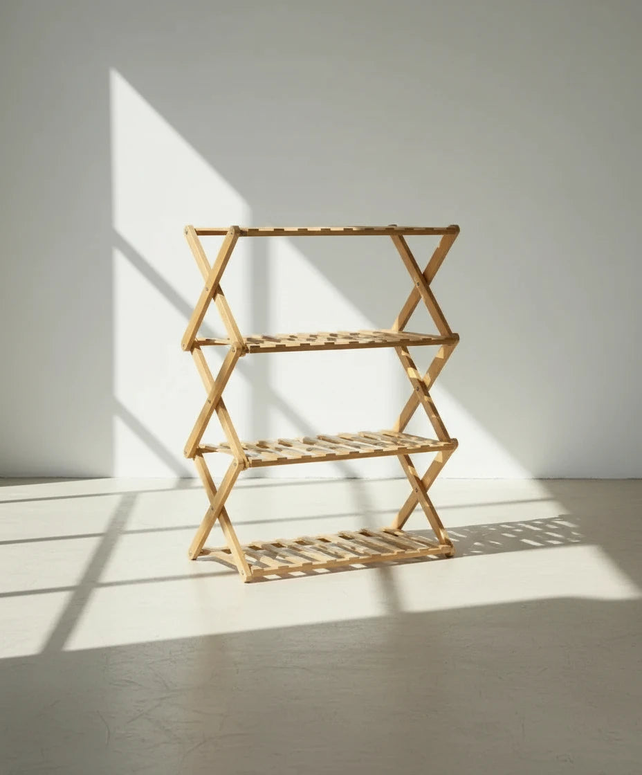 Modern 4-Tier Bamboo Shoe Rack Foldable Eco-Friendly Bamboo Storage