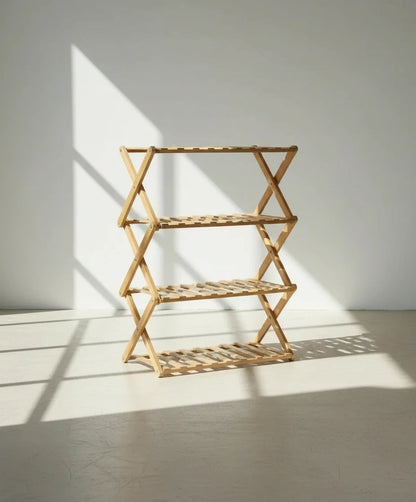 Modern 4-Tier Bamboo Shoe Rack Foldable Eco-Friendly Bamboo Storage