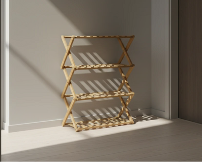 Modern 4-Tier Bamboo Shoe Rack Foldable Eco-Friendly Bamboo Storage