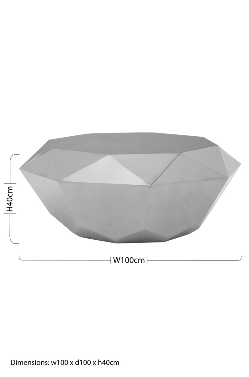 Allure Silver Stainless Steel Coffee Table with Diamond Cut Design