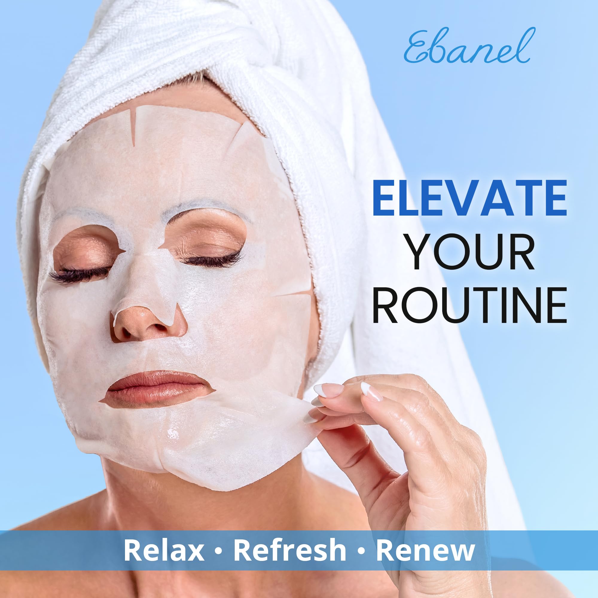 Ebanel 40 Pack Collagen Mask with Hyaluronic Acid, Vitamin C & Peptide | Hydrating Korean Sheet Mask