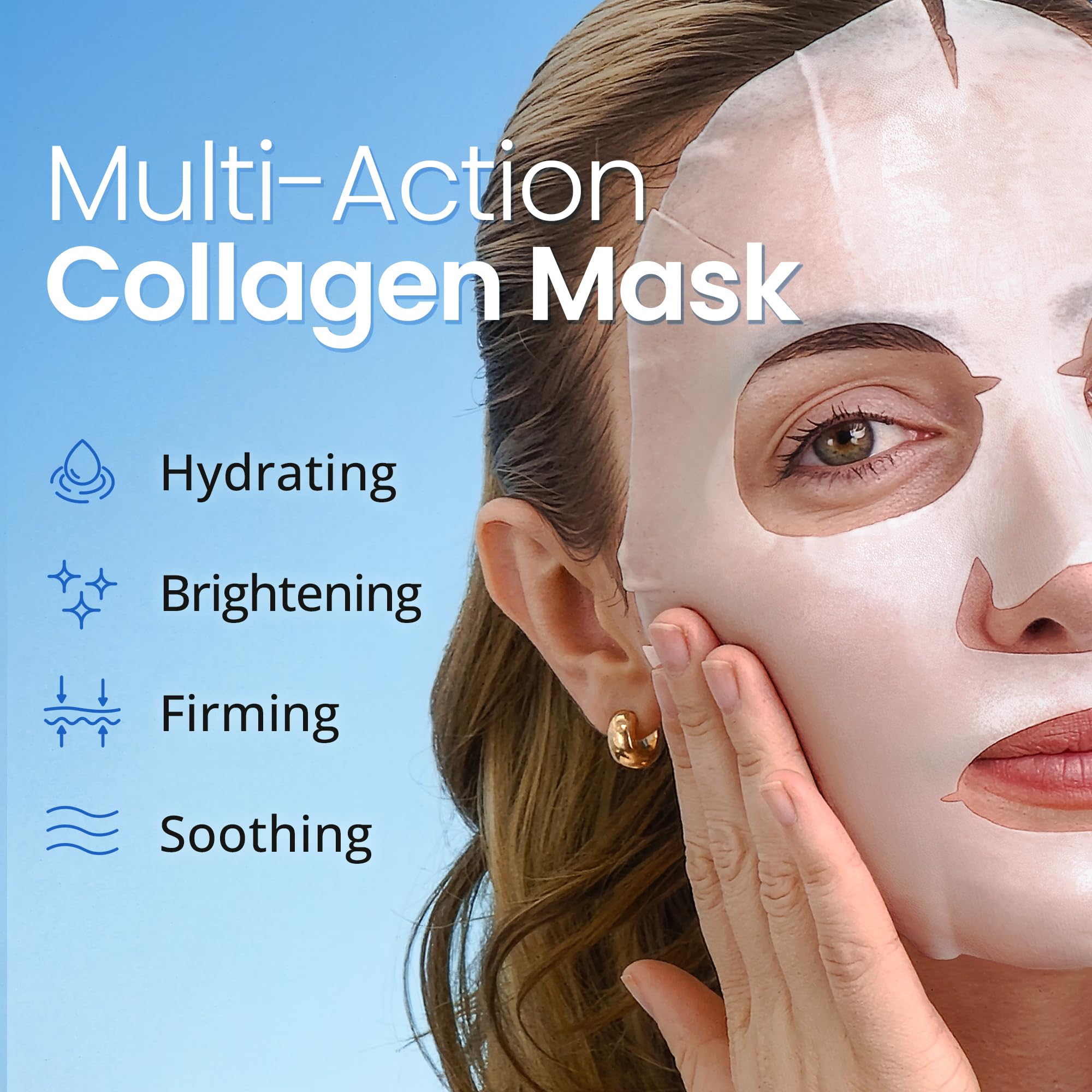 Ebanel 40 Pack Collagen Mask with Hyaluronic Acid, Vitamin C & Peptide | Hydrating Korean Sheet Mask