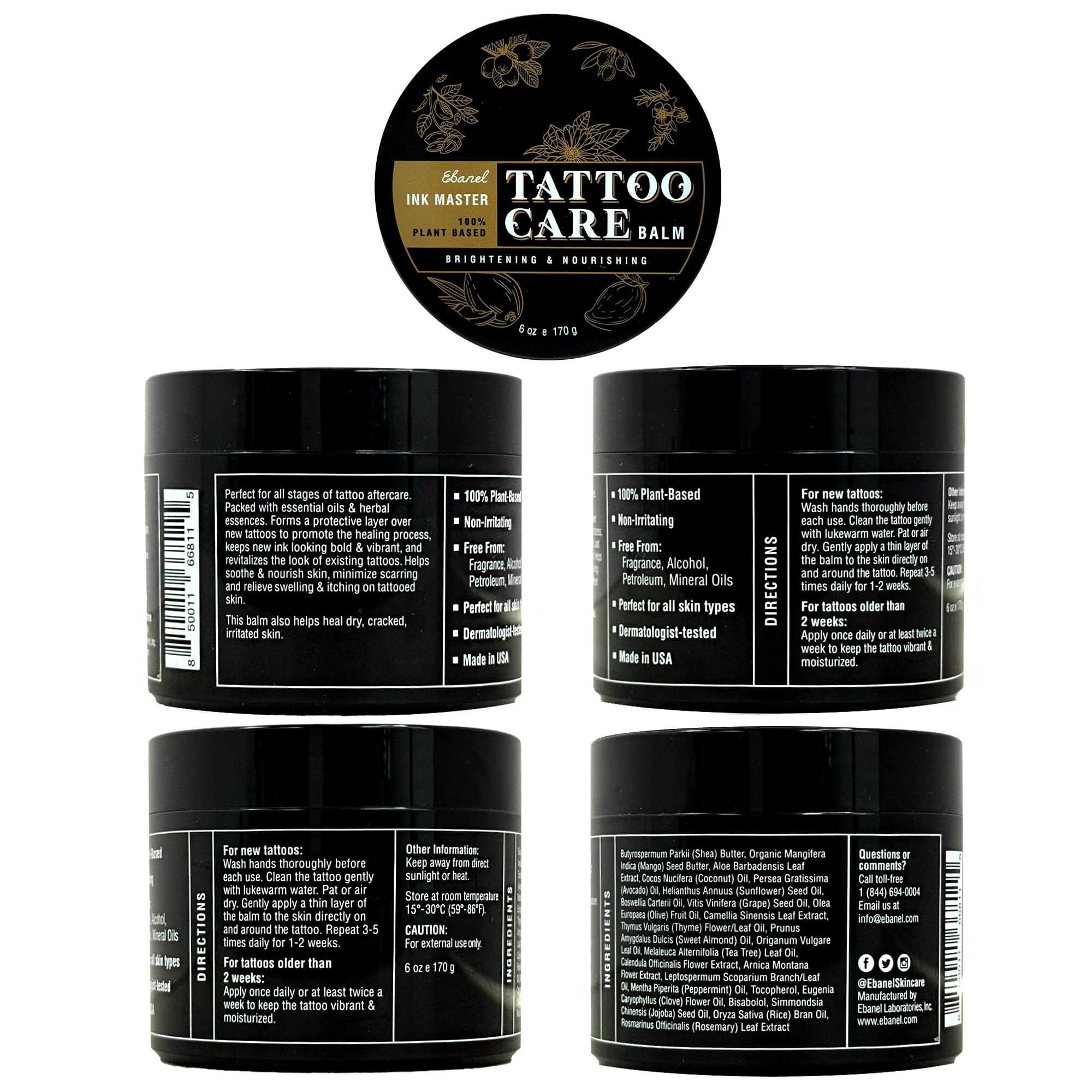 Ebanel Numb520 & Ink Master Tattoo Care Set – 5% Lidocaine Cream, Balm & Aftercare Butter (6 oz)
