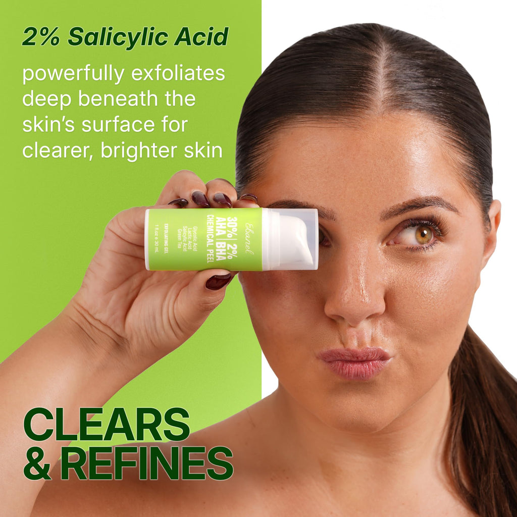 Ebanel Chemical Peel for Face – 30% AHA 2% BHA Exfoliator with Green Tea & Chamomile