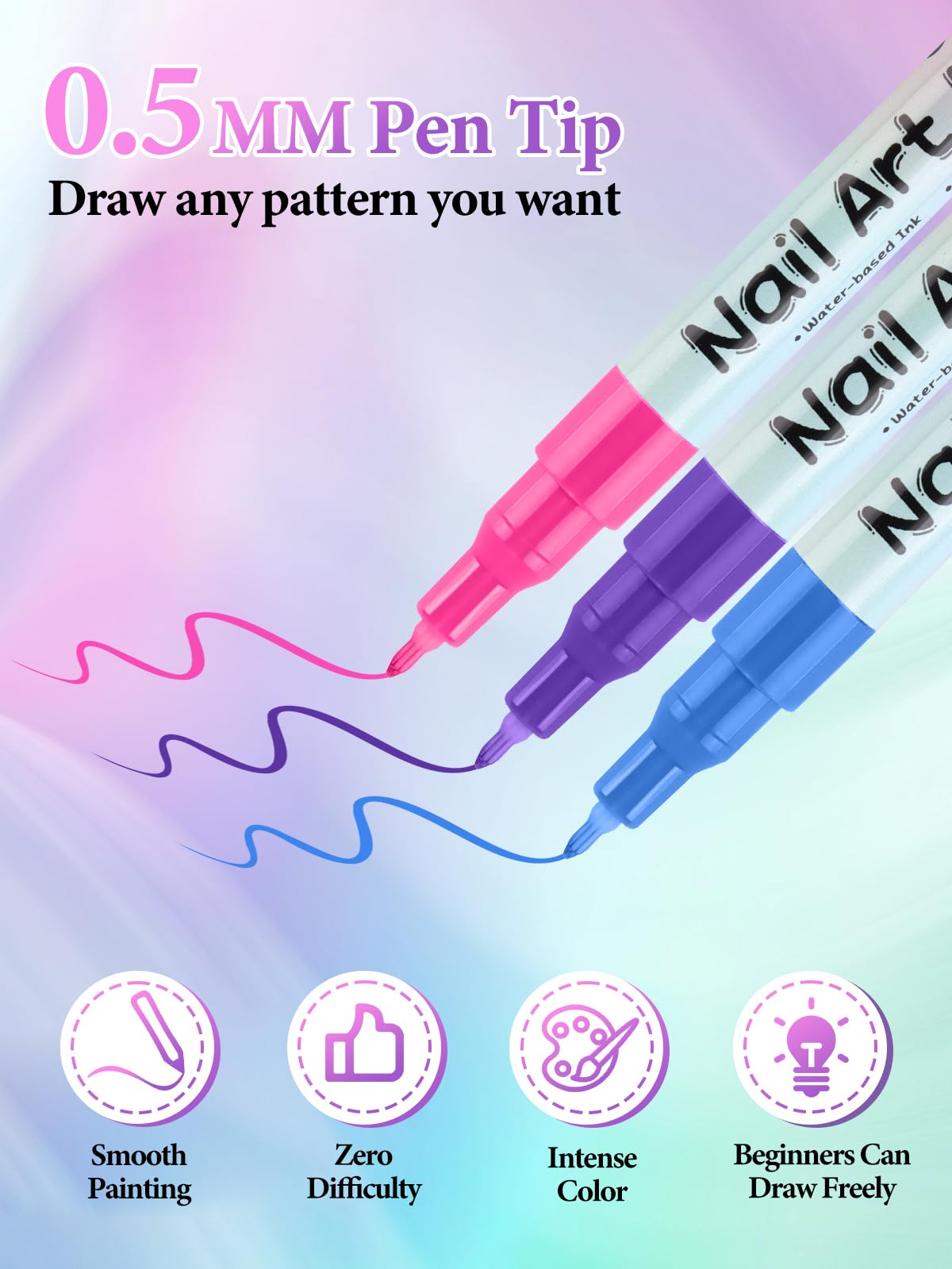 EBANKU 12 Colors Nail Art Marker Pens Set – Quick-Dry Nail Polish Pens for DIY Nail Art