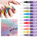 EBANKU 12 Colors Nail Art Pens Set – Quick-Drying Acrylic Nail Art Pens for Home & Salon