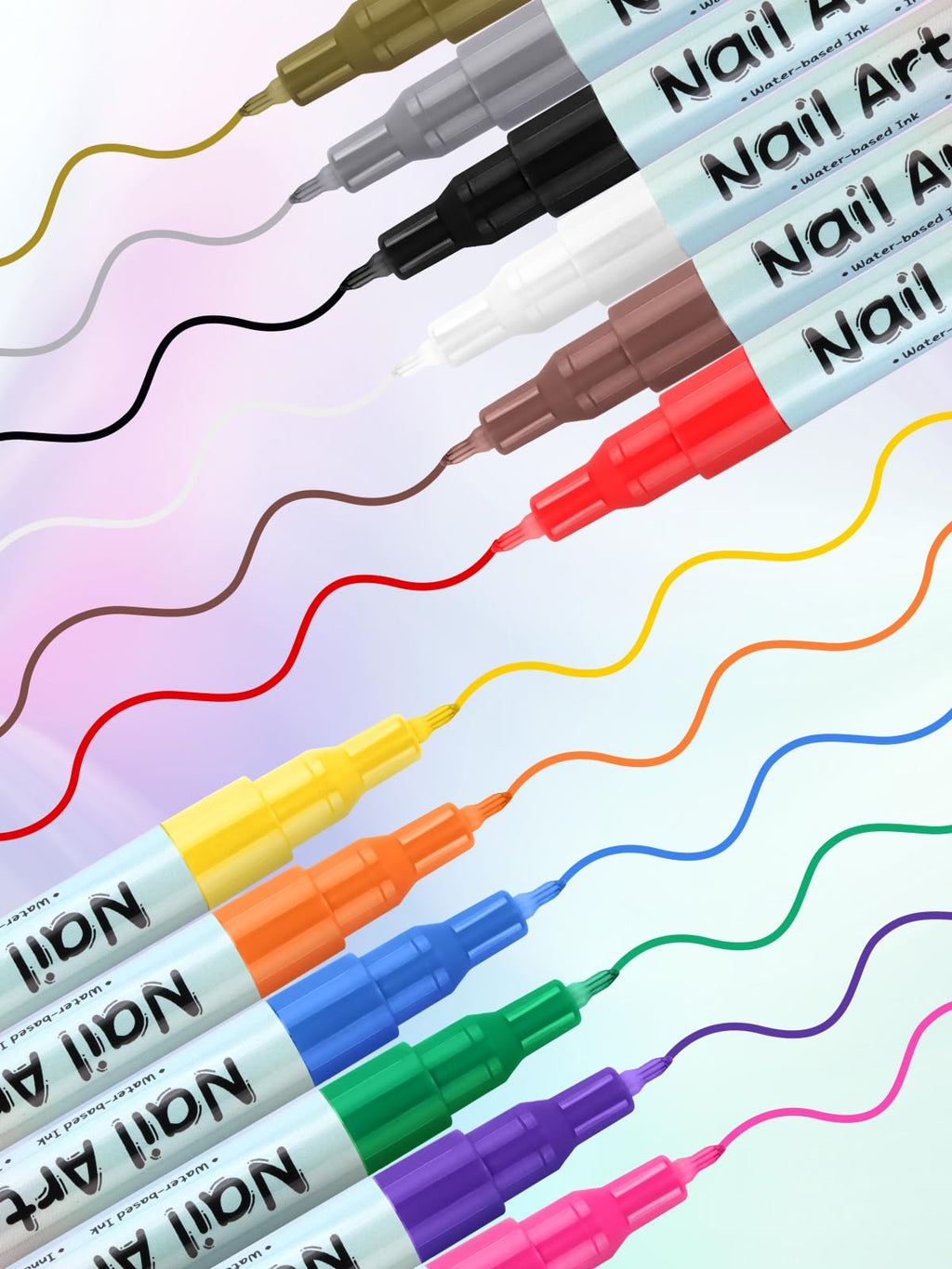 EBANKU 12 Colors Nail Art Marker Pens Set – Quick-Dry Nail Polish Pens for DIY Nail Art