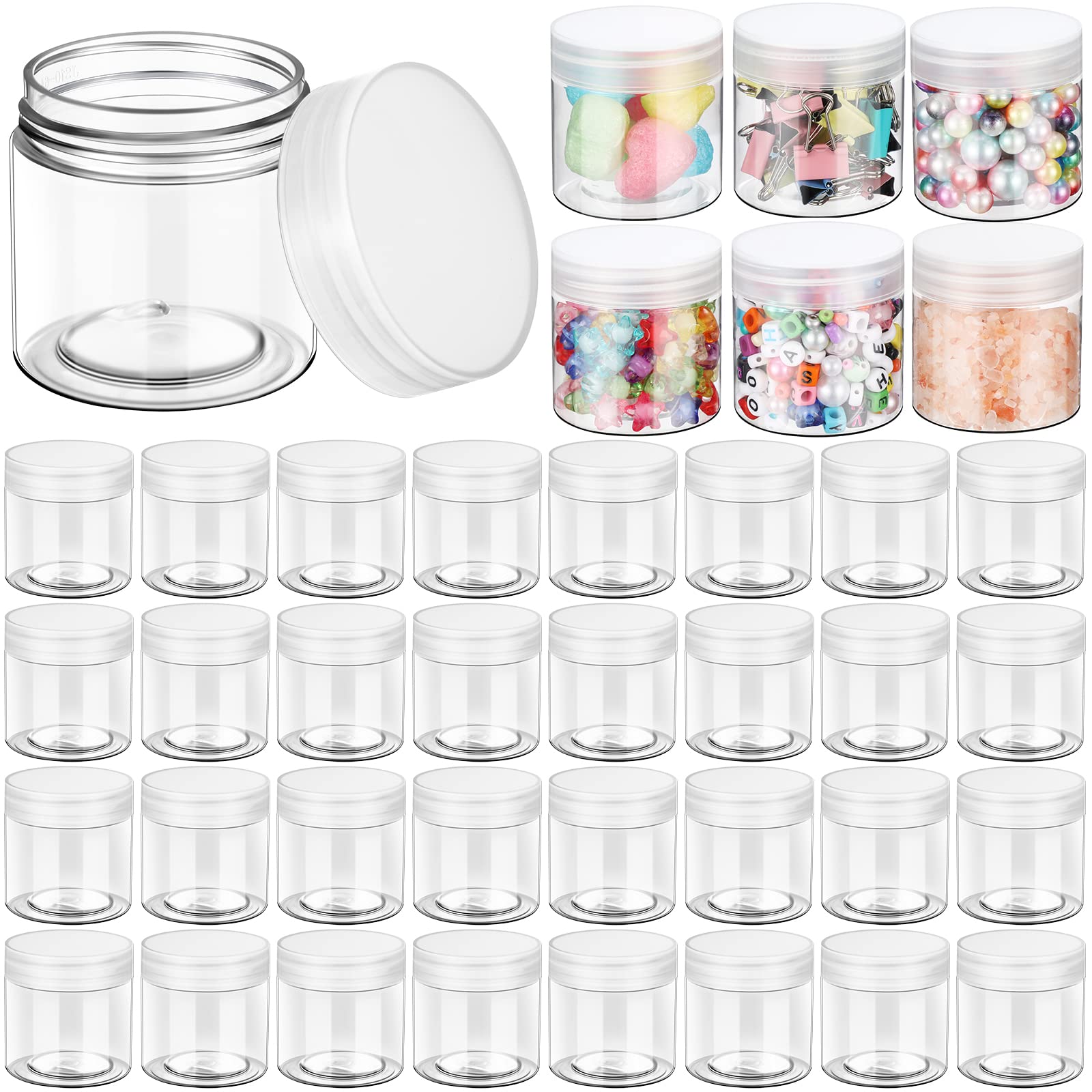 EBOOT 150-Pack 2oz Clear Plastic Jars with Lids | Travel Cosmetic Containers