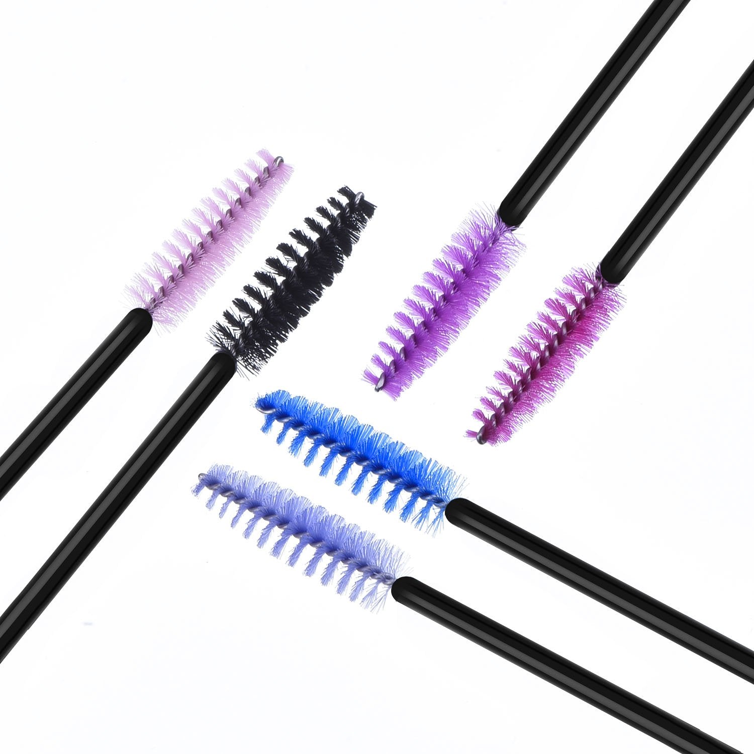 EBOOT 300 Pieces Colored Disposable Mascara Wands Kit – Black Handle, Multicolor Heads