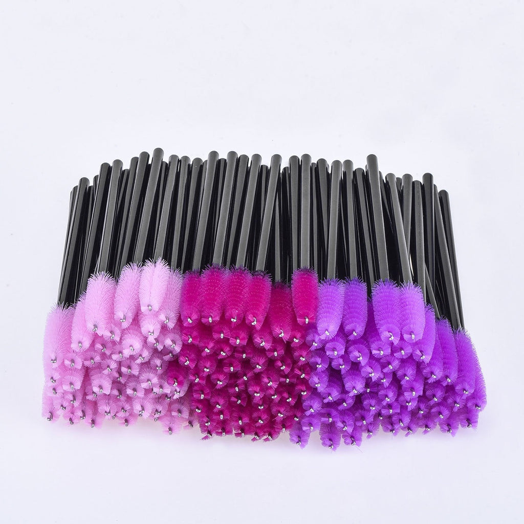EBOOT 300 Pieces Colored Disposable Mascara Wands Kit – Black Handle, Multicolor Heads