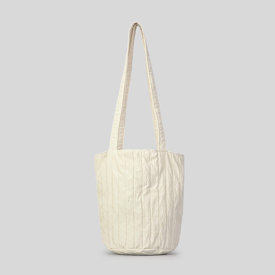 Women's Fashion Simple Vertical Stripes Pleated Bucket Bag