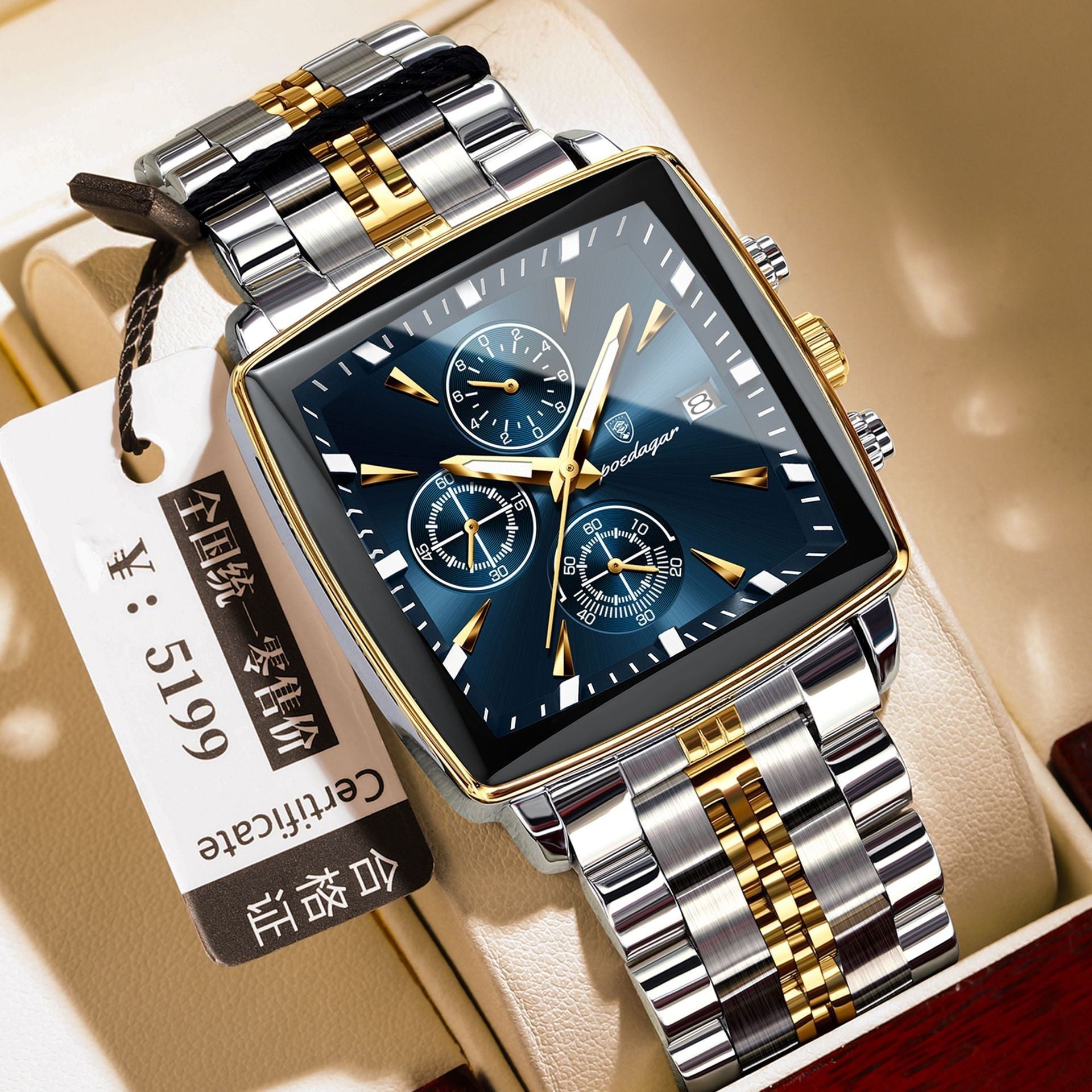 Square Men's Watch Multifunctional Business Quartz