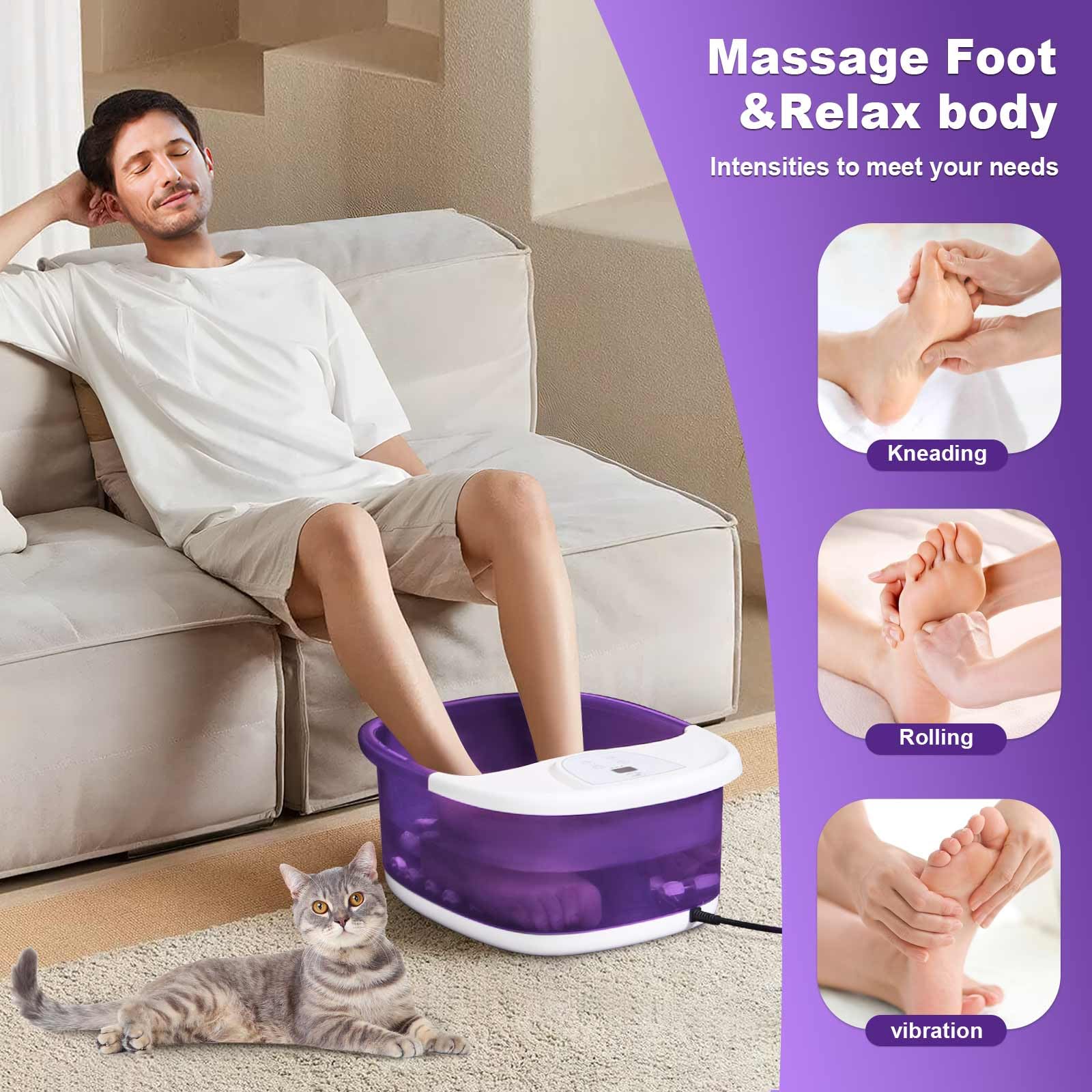 ECARBME Foot Spa Bath Massager with Heat - 2025 Upgraded, 22 Rollers, Jets & Epsom Salt