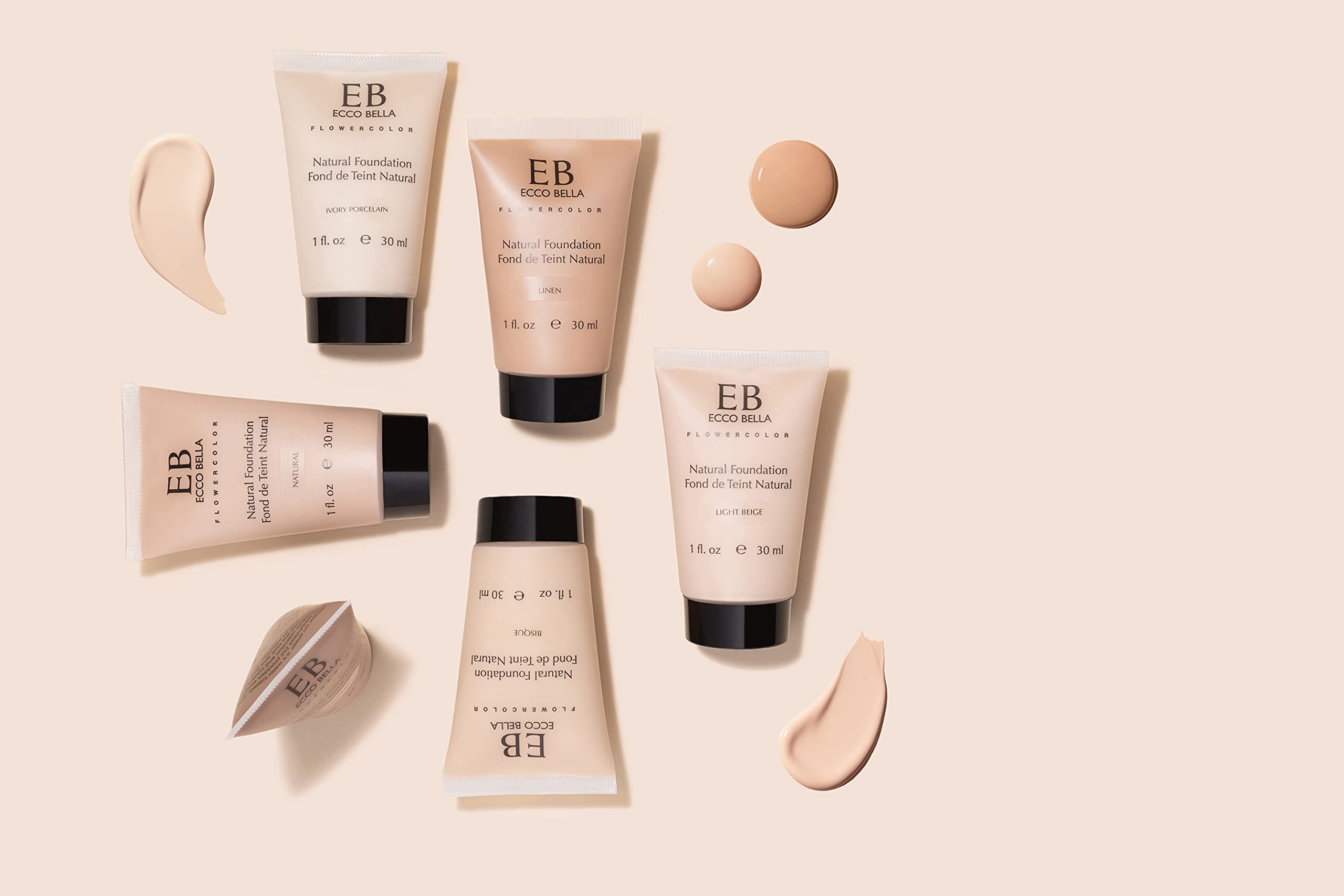 Ecco Bella Liquid Foundation Makeup - Lightweight, Hydrating, Vegan – Tan