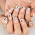 EchiQ Flowers Short Round Press-On Nails – Natural Design & Gel Polish DIY