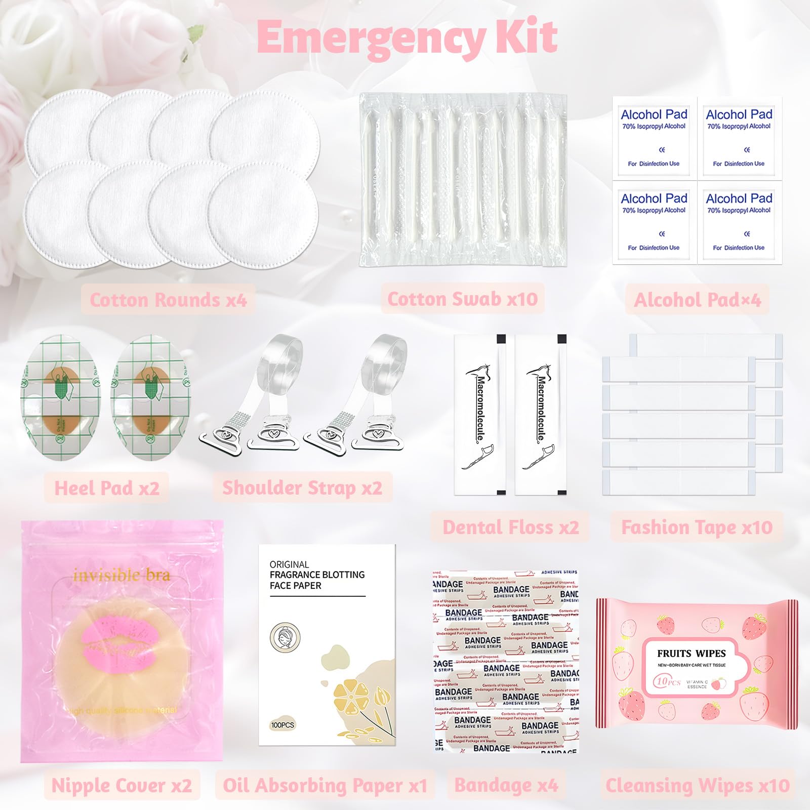 Eclatbox Women's Wedding Emergency Kit – 42-Piece Bridal Survival Set with Makeup Bag (Blue)