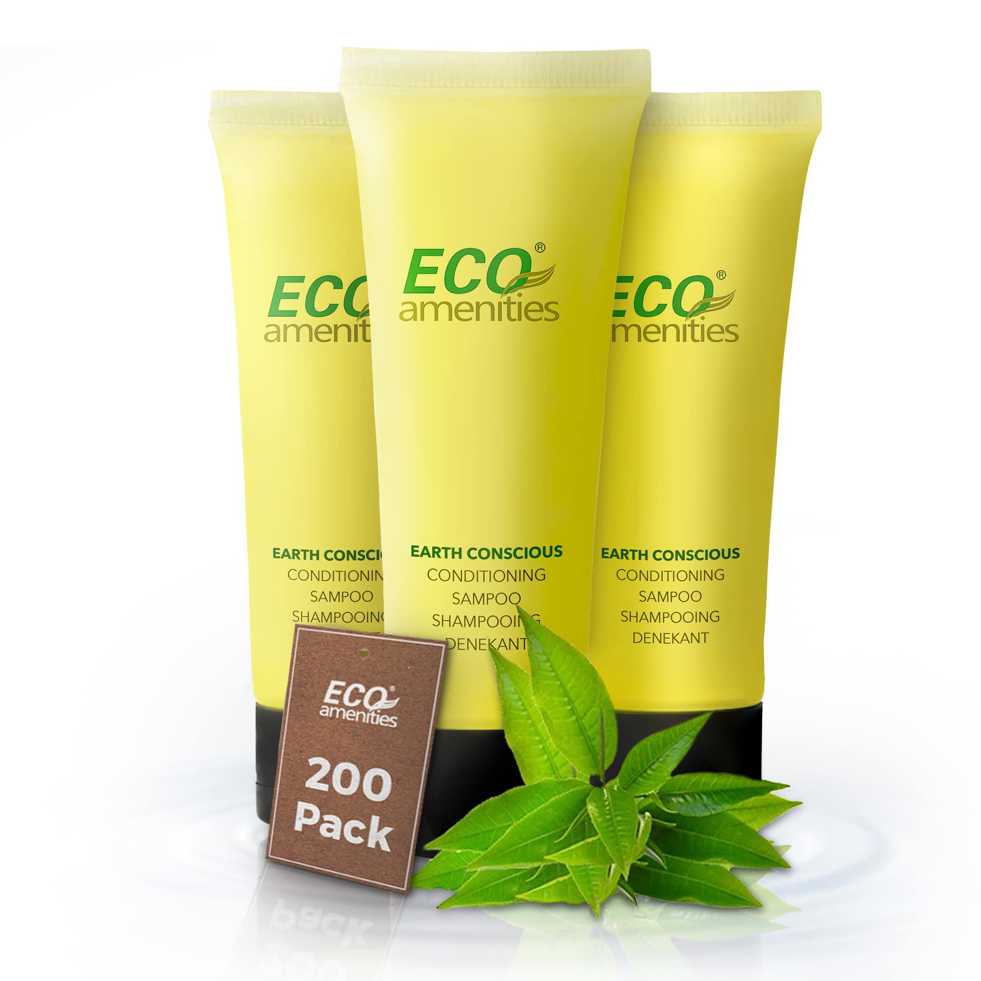 ECO Amenities 200-Pack: 2-in-1 Travel Shampoo & Conditioner, Green Tea Scent