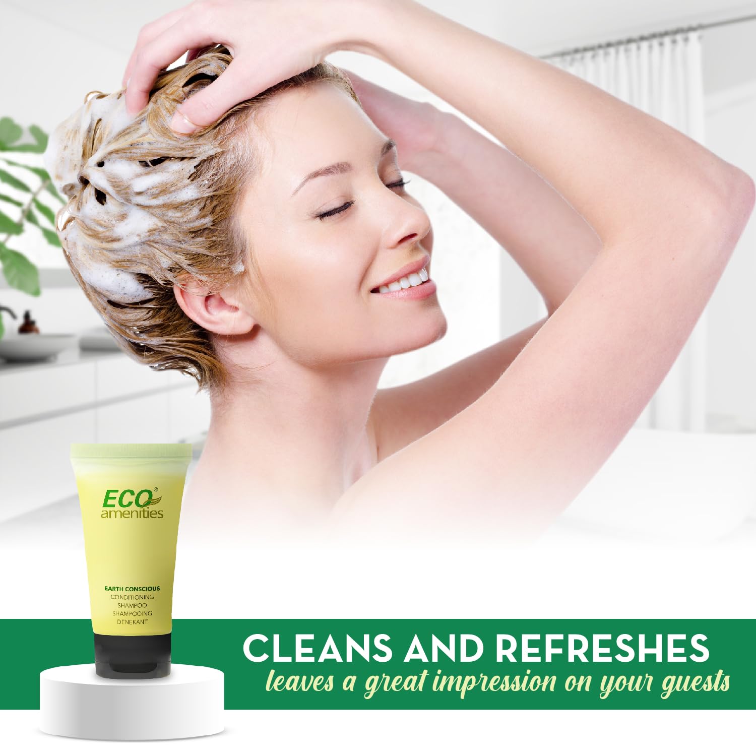 ECO Amenities Conditioning Shampoo & Conditioner Sets – Travel Size 0.75 oz Tubes, Green Tea Scent (Pack of 288)