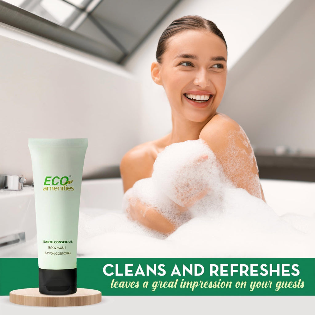 ECO Amenities Body Wash Tubes - Leak-Proof Travel Toiletries, 72-Pack, Green Tea Scent
