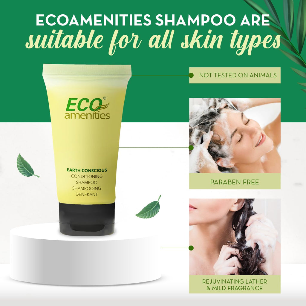 ECO Amenities Conditioning Shampoo & Conditioner Sets – Travel Size 0.75 oz Tubes, Green Tea Scent (Pack of 288)