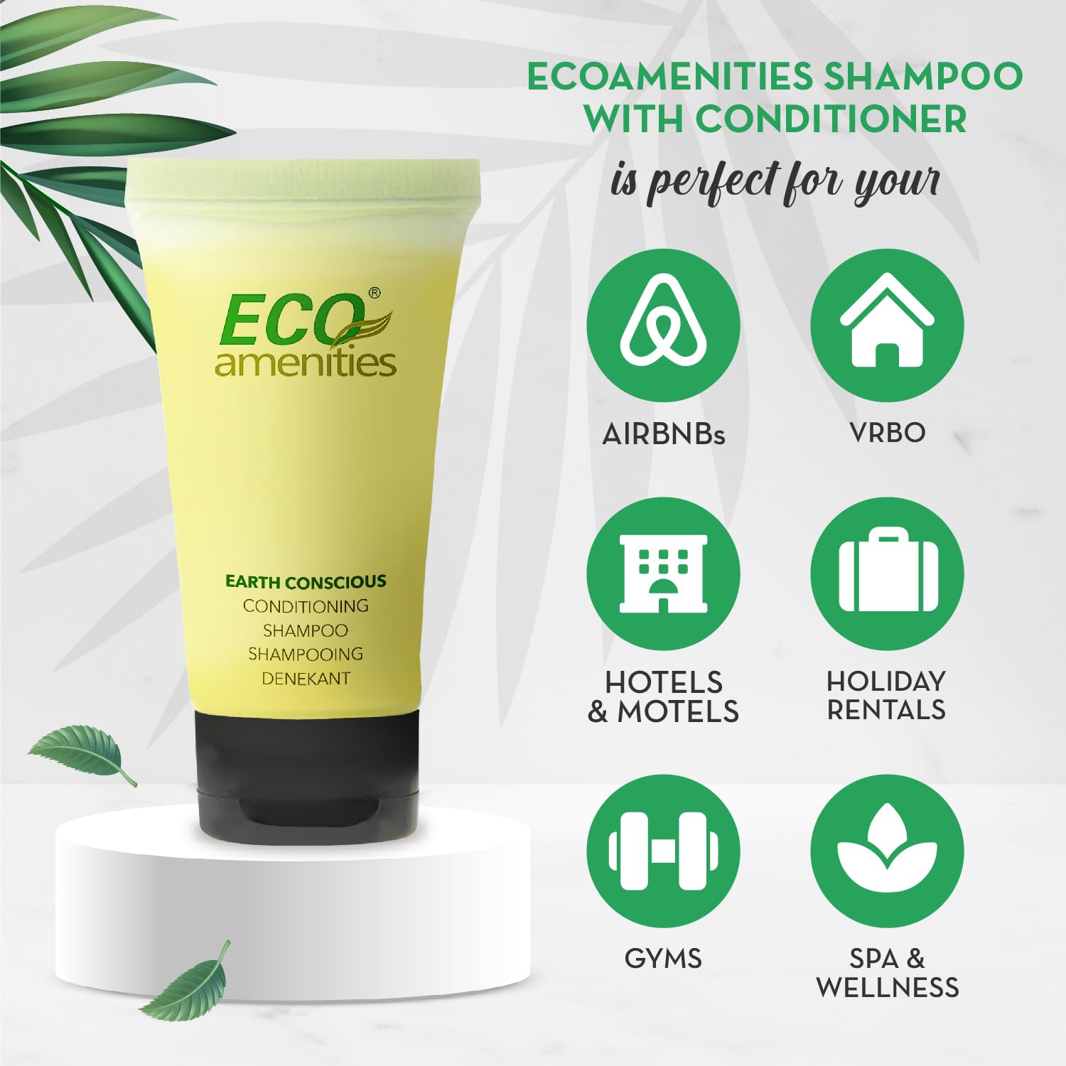 ECO Amenities Conditioning Shampoo & Conditioner Sets – Travel Size 0.75 oz Tubes, Green Tea Scent (Pack of 288)