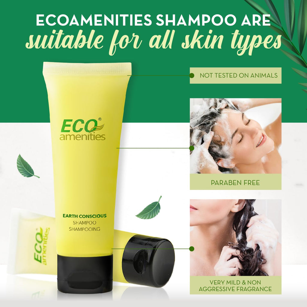 ECO amenities Travel Shampoo Tubes — 1 oz TSA-Approved, 200-Pack, Green Fragrance, Hotel Supply